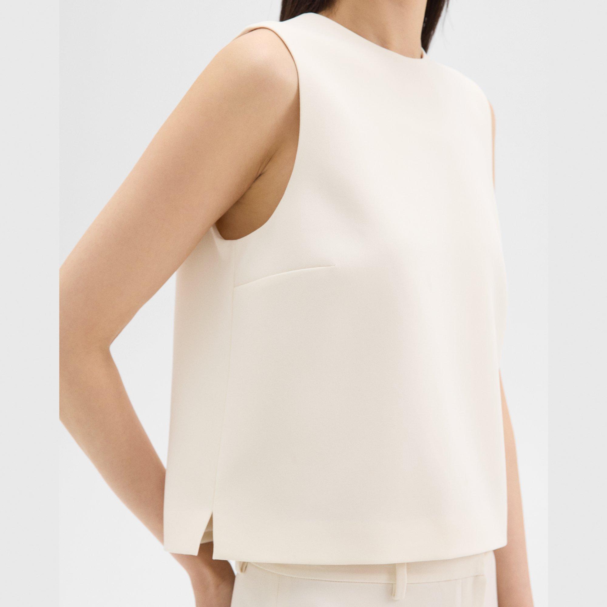 Sleeveless Crewneck Top in Admiral Crepe