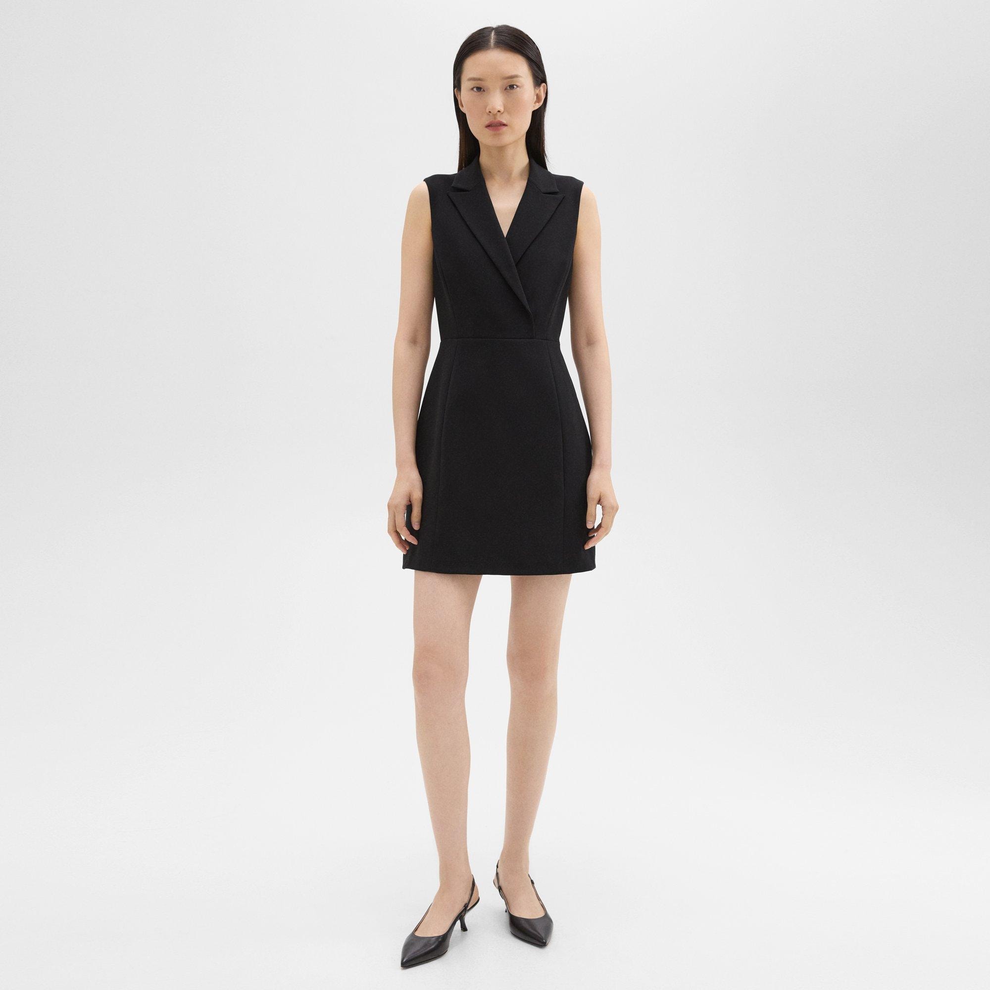 Peak Lapel Mini Dress in Admiral Crepe