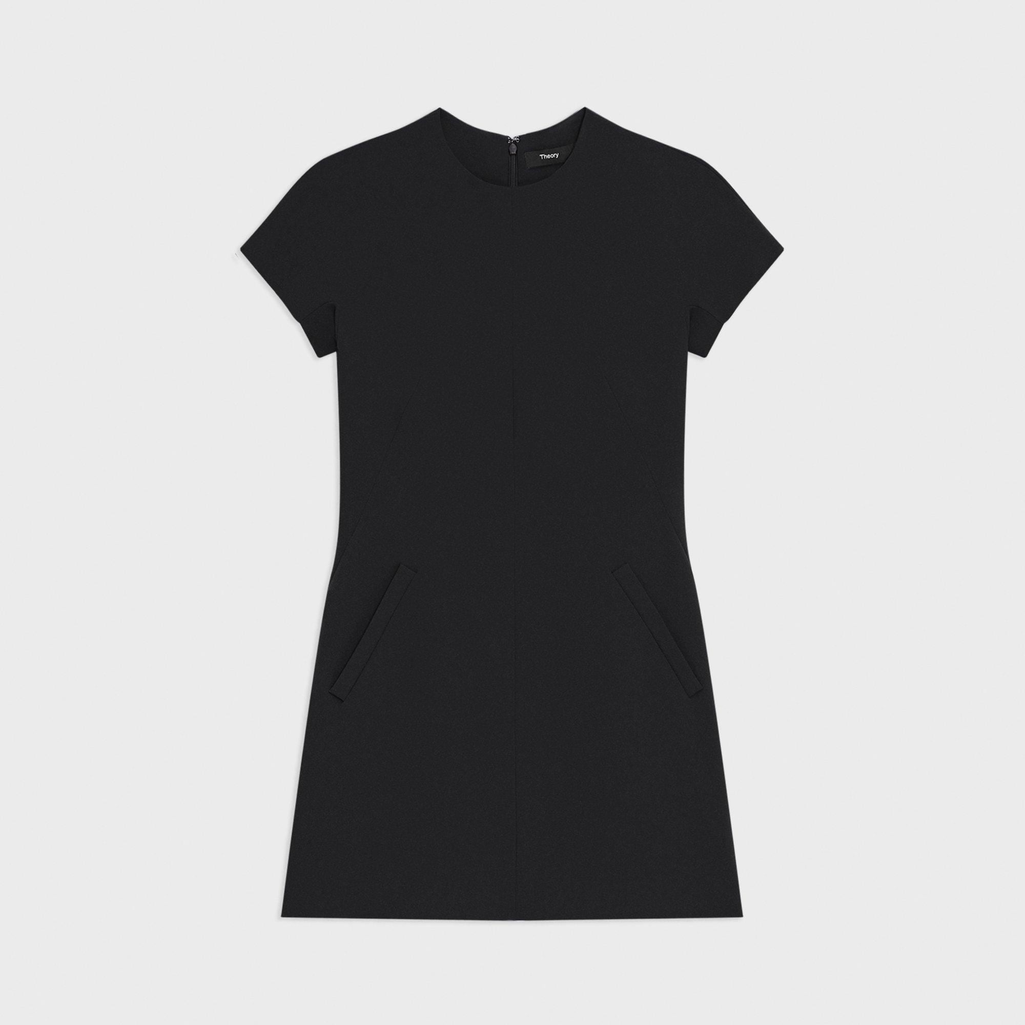 Striped Admiral Crepe Short-Sleeve Mini Dress | Theory