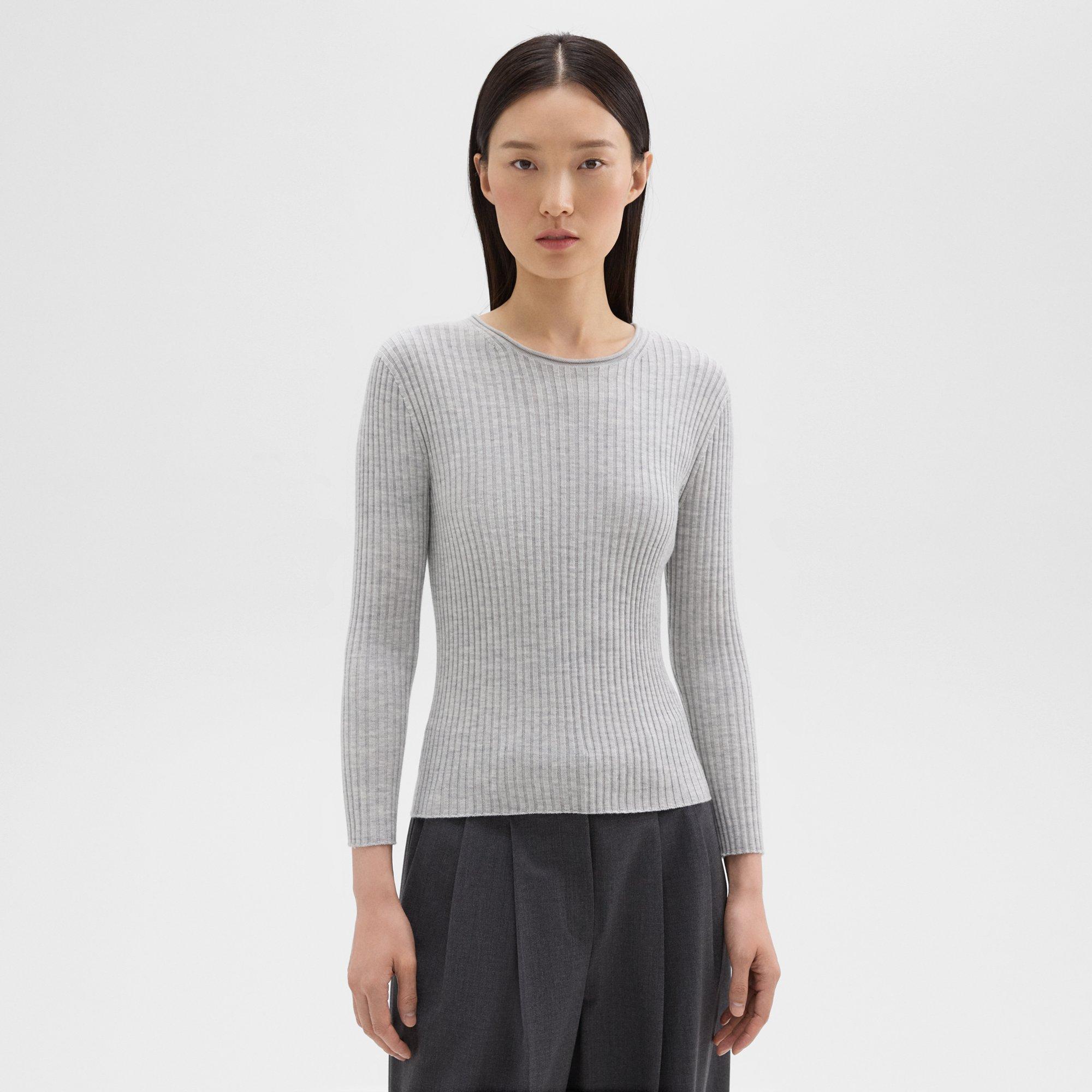 띠어리 Theory Rib Knit Top in Regal Wool,FROSTED GREY HEATHER