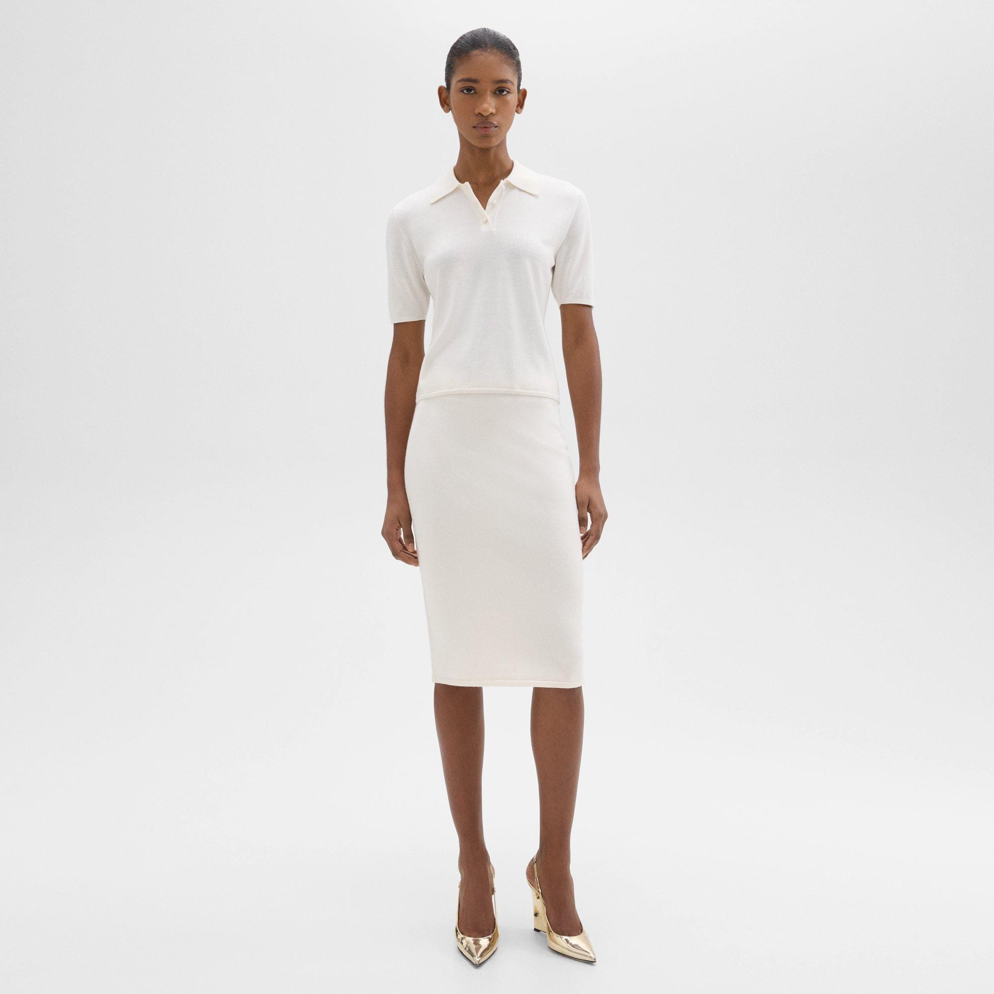 띠어리 Theory Slim Pencil Skirt in Regal Wool,NEW IVORY