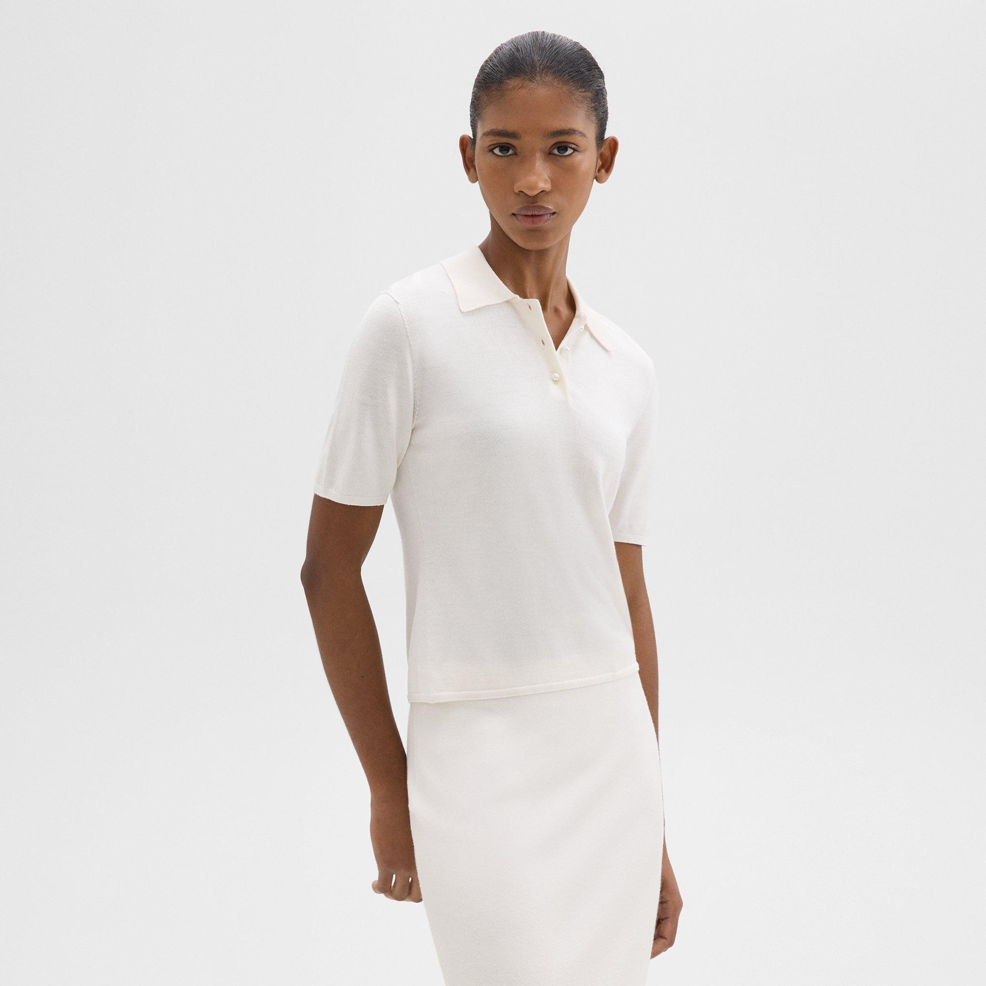 Short-Sleeve Polo Sweater in Regal Wool
