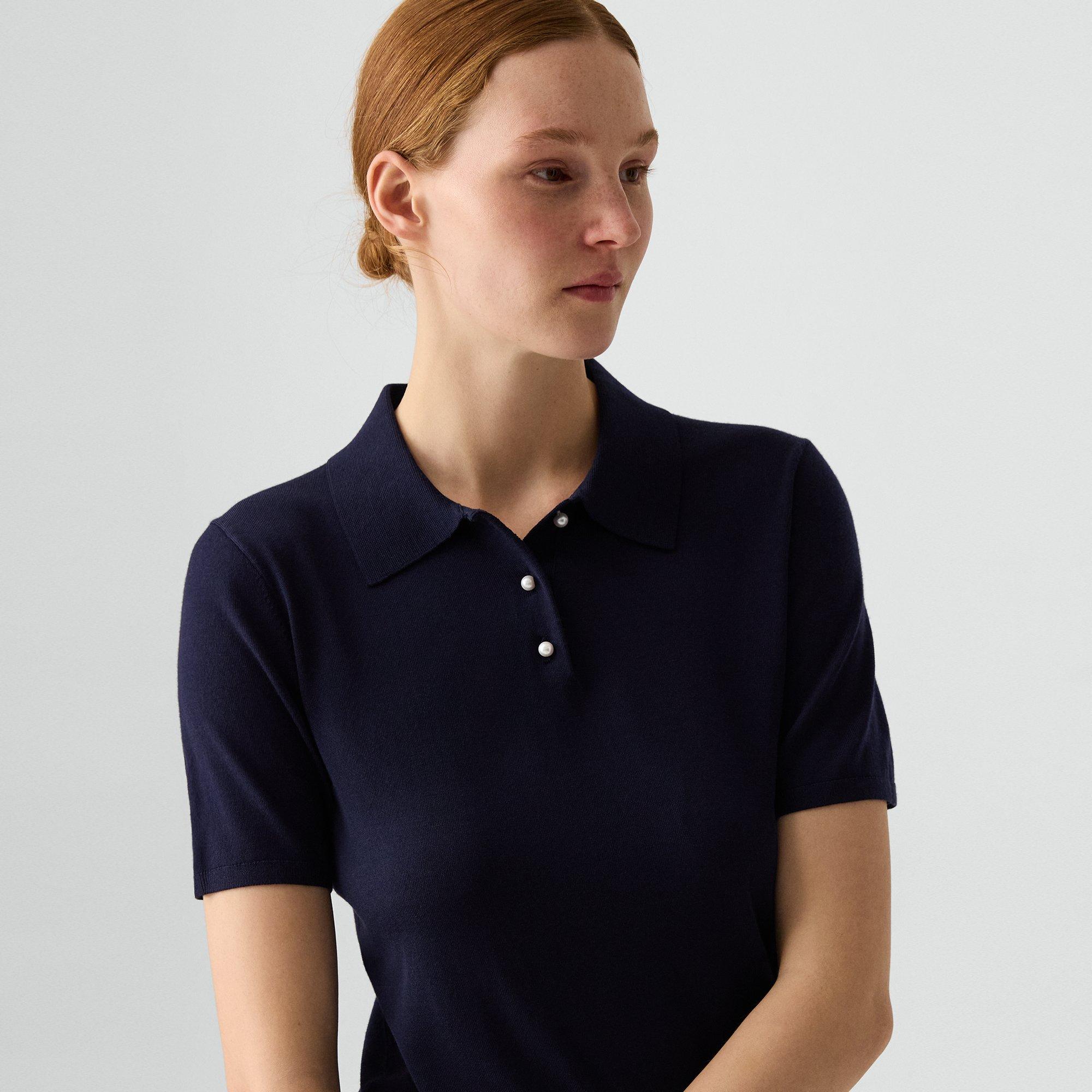 Short-Sleeve Polo Sweater in Regal Wool