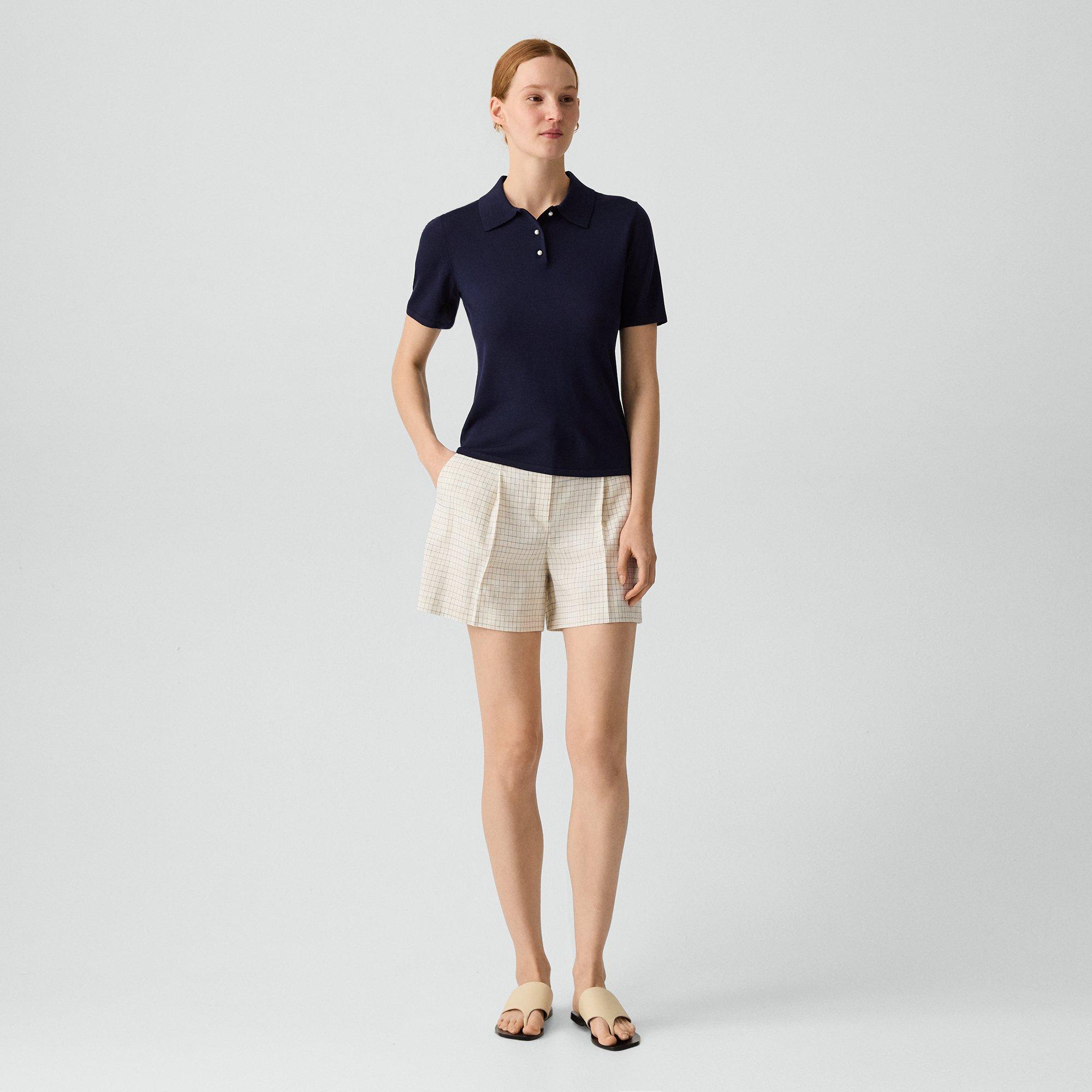 Short-Sleeve Polo Sweater in Regal Wool