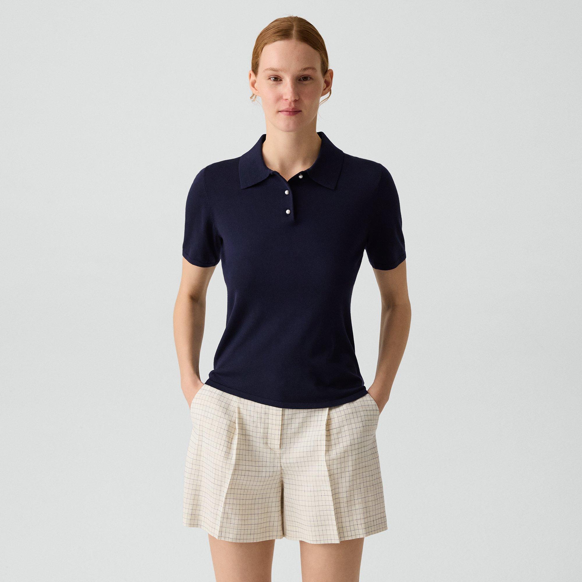 Short-Sleeve Polo Sweater in Regal Wool