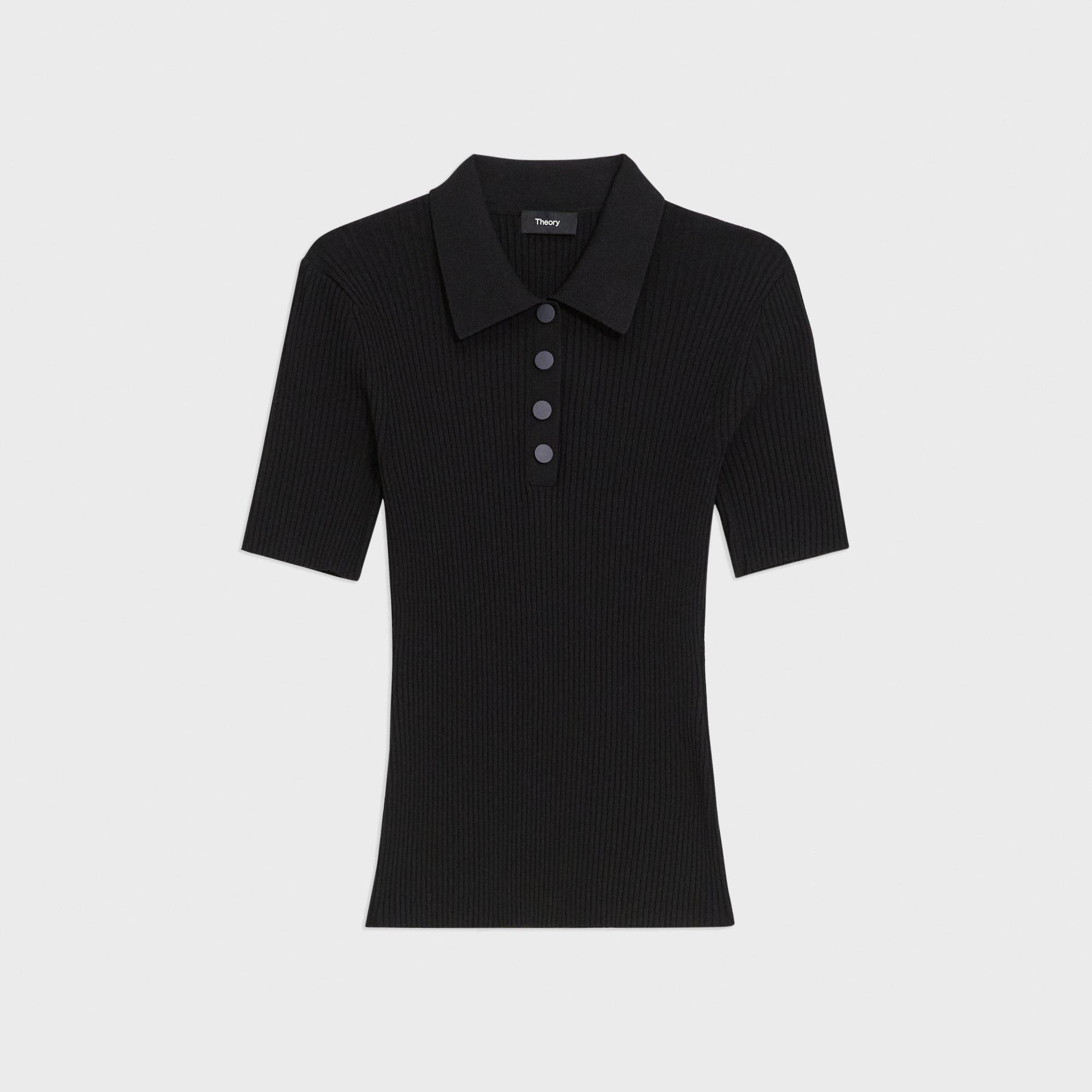Crepe Knit Ribbed Polo | Theory