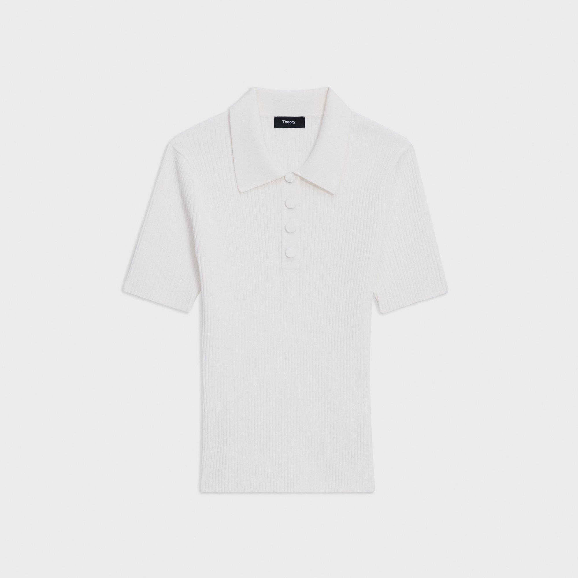 Ribbed Polo in Crepe Knit