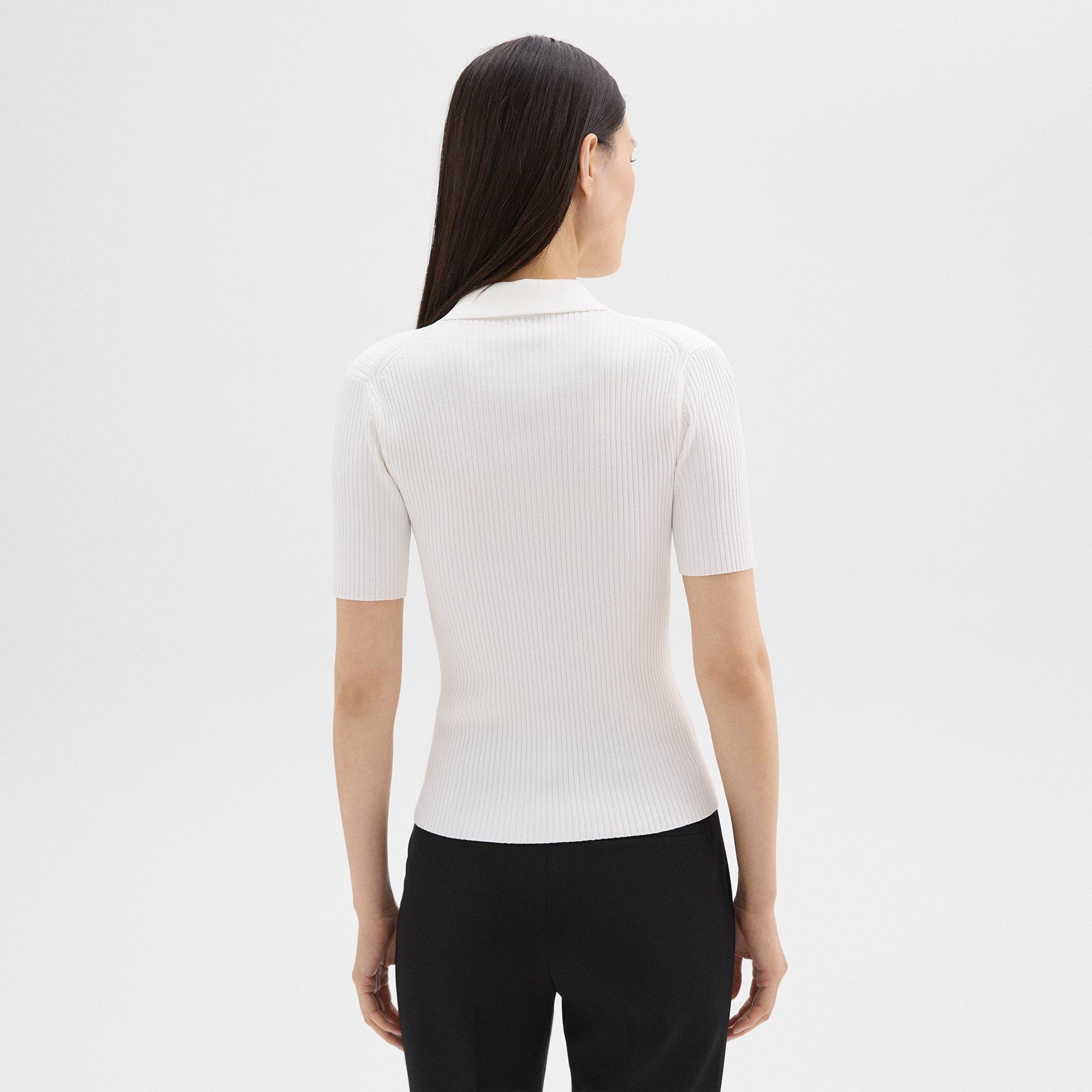 Ribbed Polo in Crepe Knit