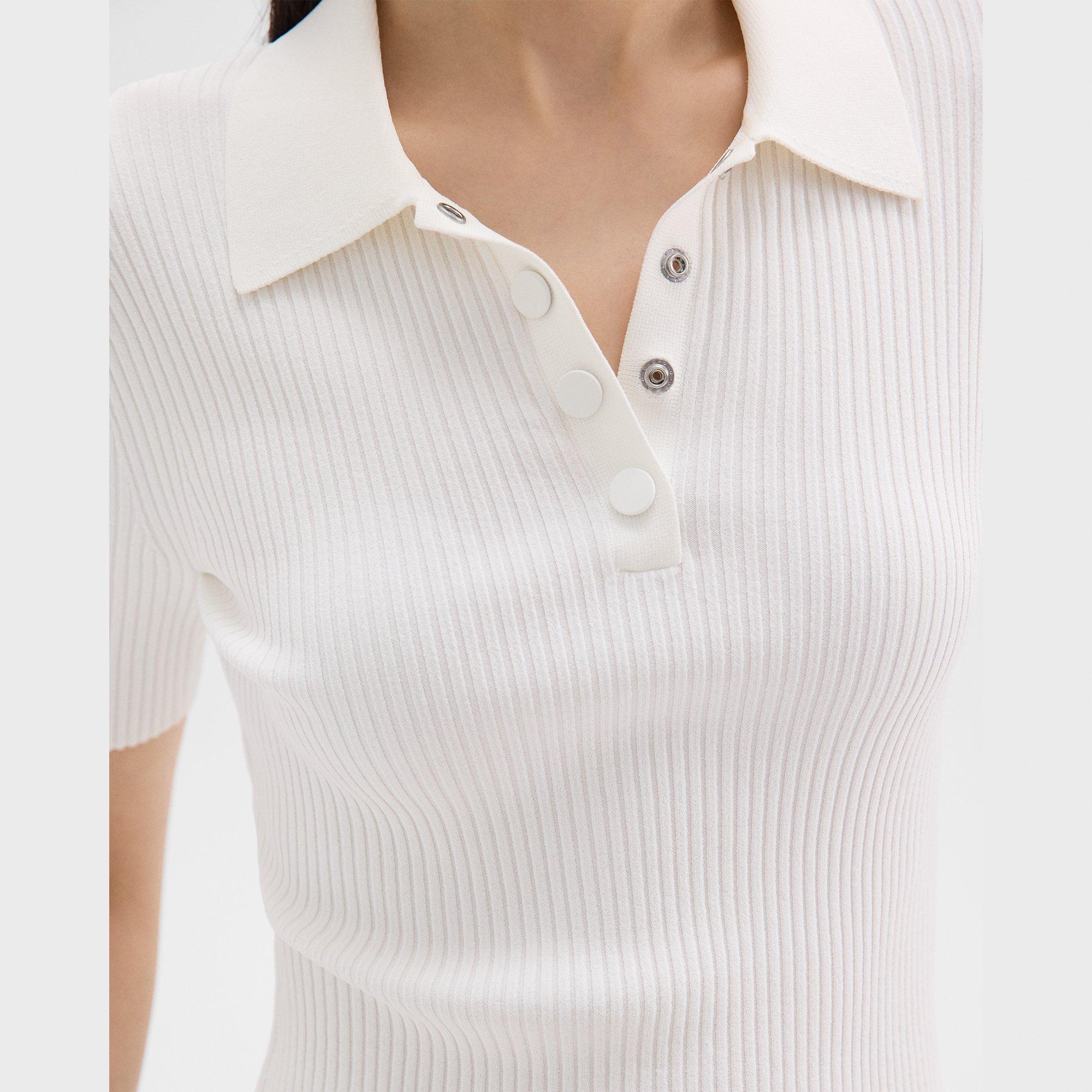 Ribbed Polo in Crepe Knit