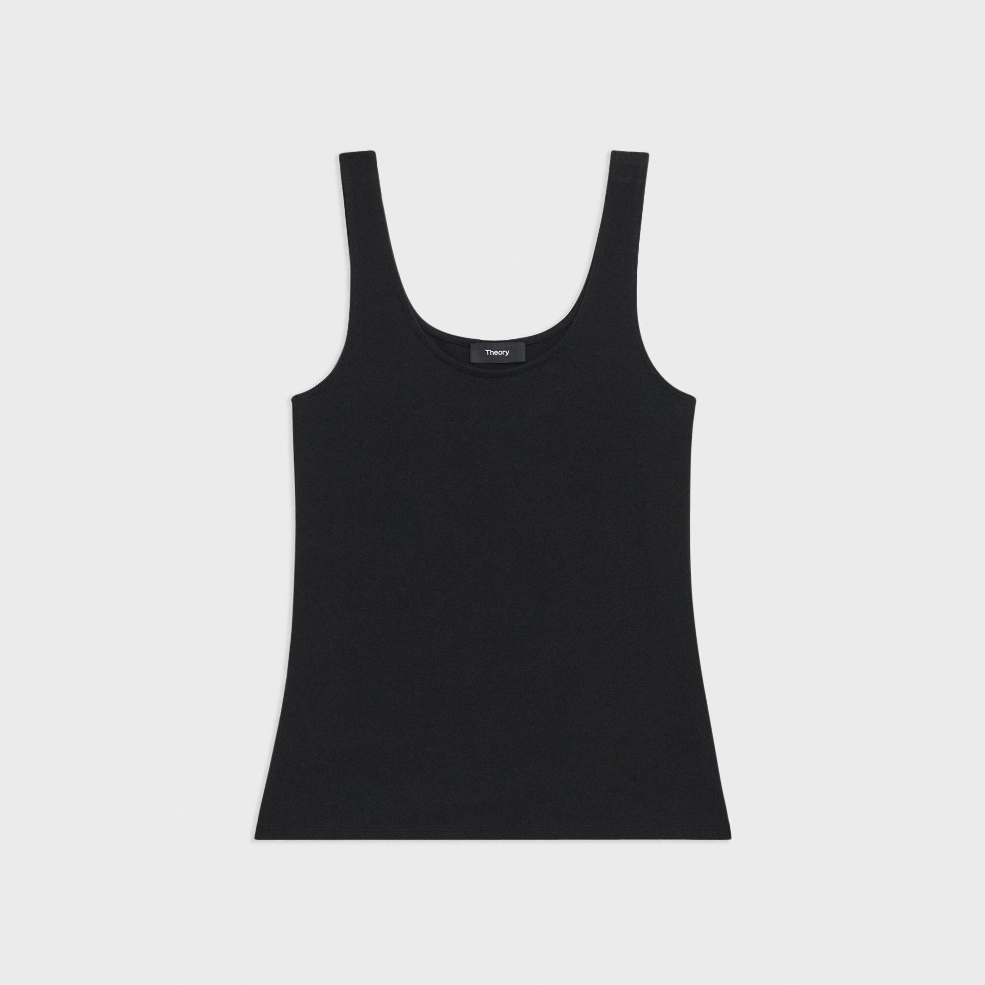 Rib Knit Viscose Scoop Neck Tank Top | Theory