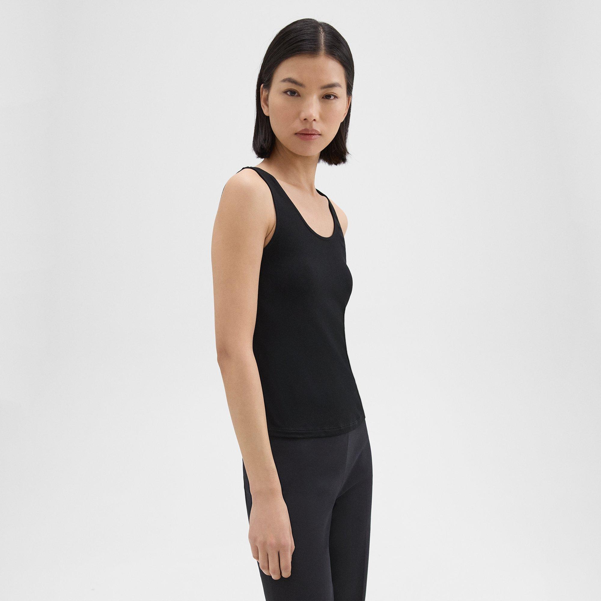 Scoop Neck Tank Top in Rib Knit Viscose