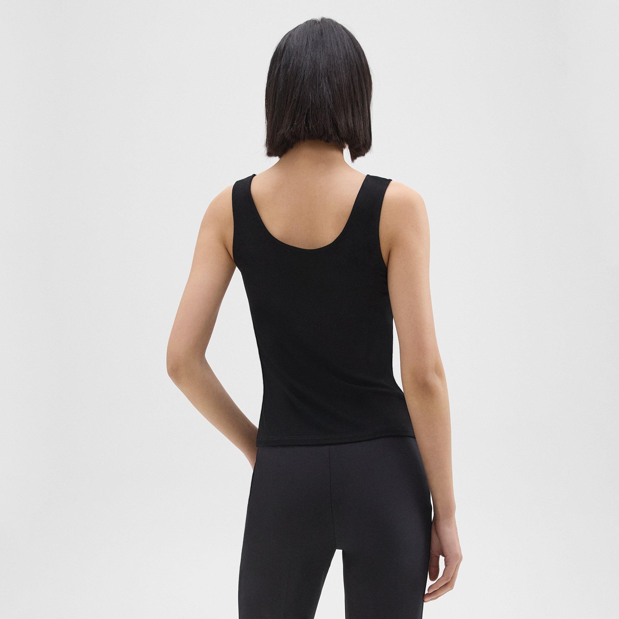 Scoop Neck Tank Top in Rib Knit Viscose