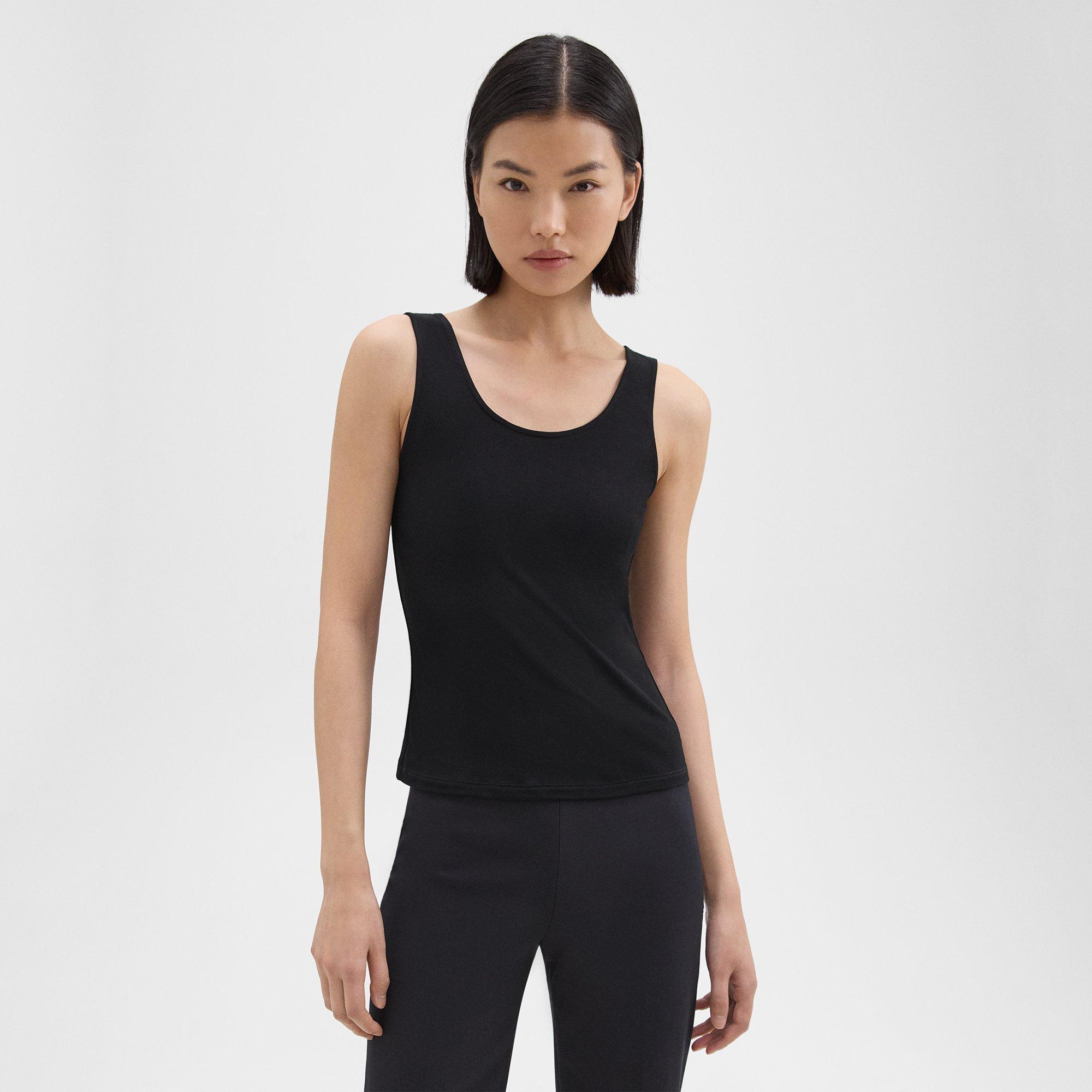 Scoop Neck Tank Top in Rib Knit Viscose