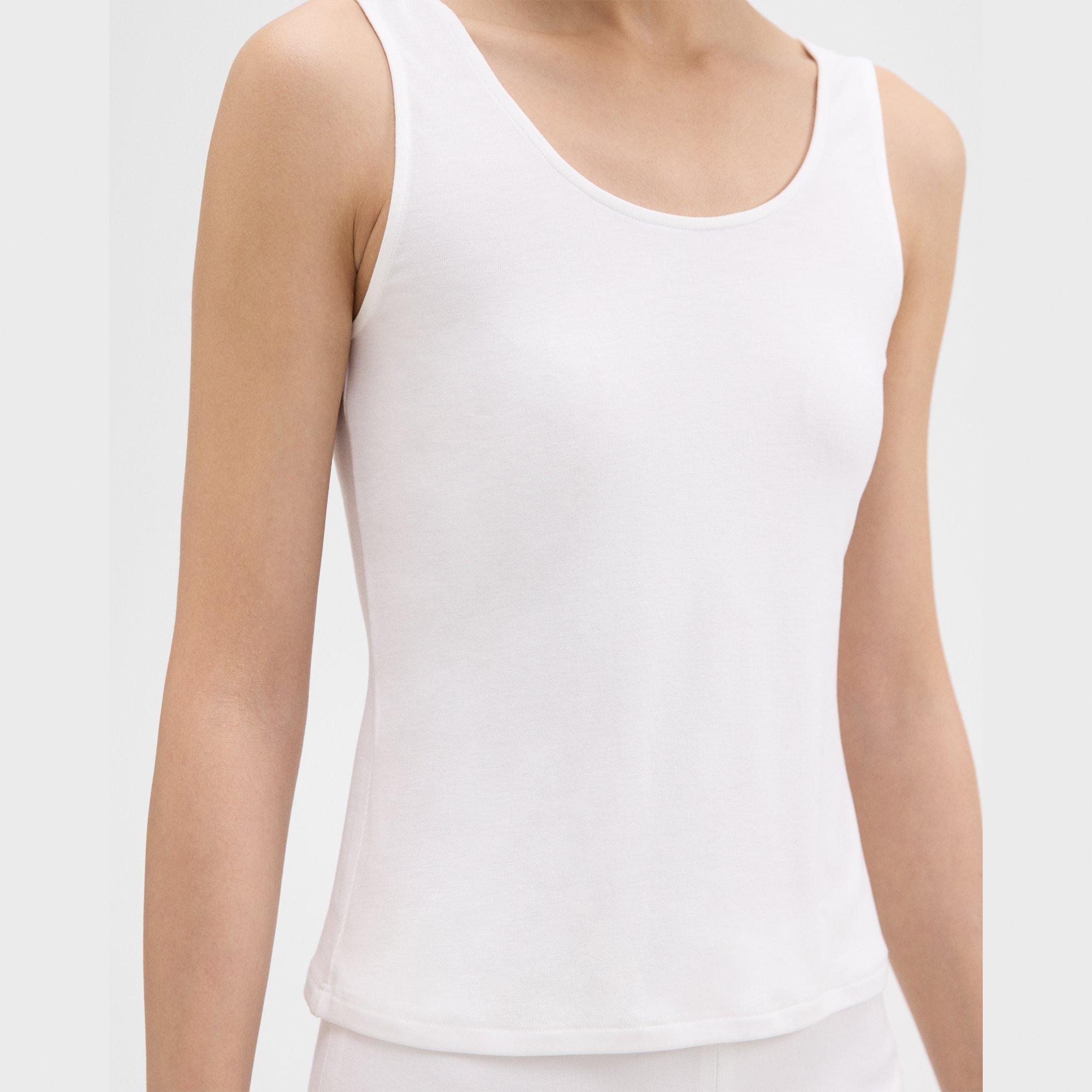 Scoop Neck Tank Top in Rib Knit Viscose