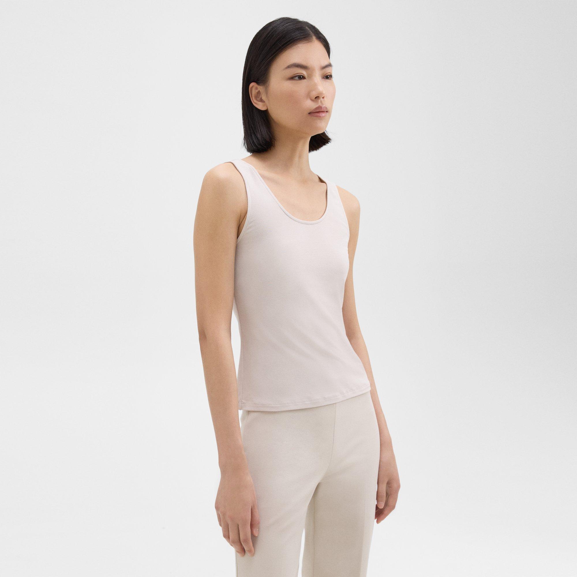 Scoop Neck Tank Top in Rib Knit Viscose