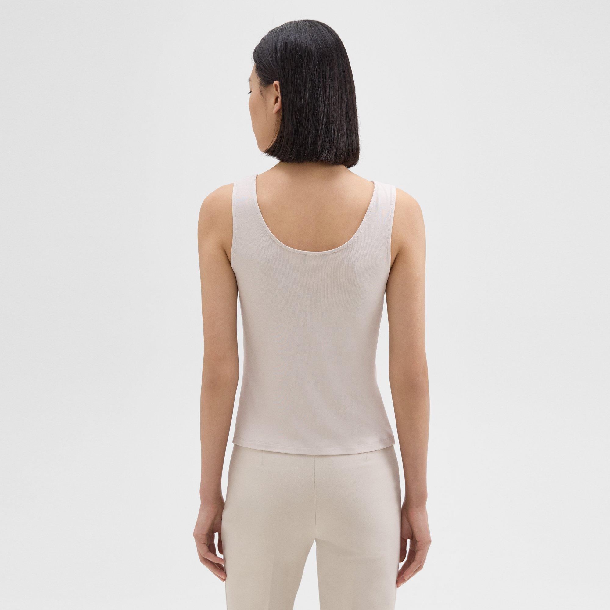 Scoop Neck Tank Top in Rib Knit Viscose