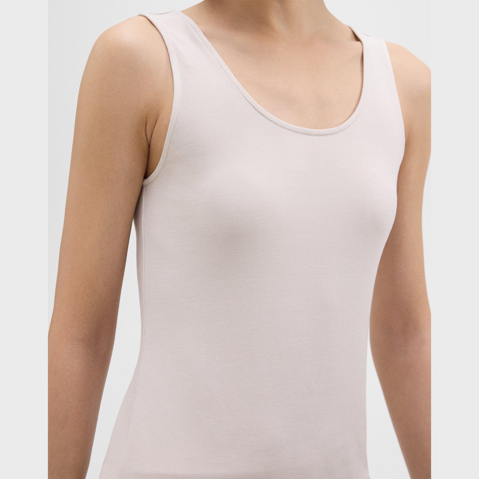Scoop Neck Tank Top in Rib Knit Viscose