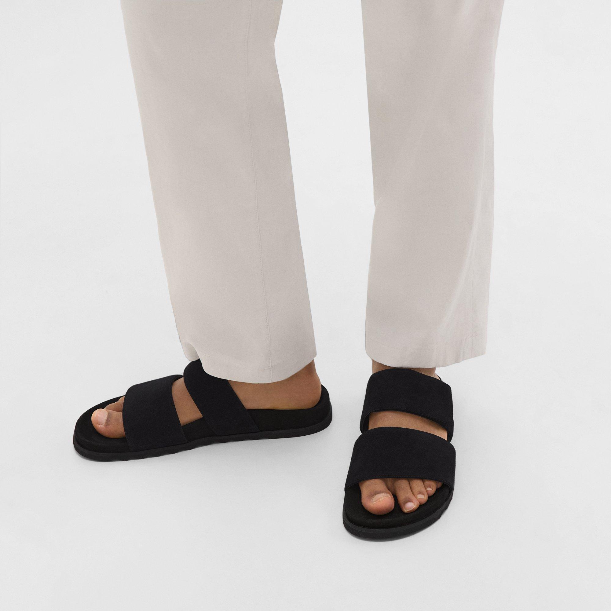 Banded Slide Sandals in Suede