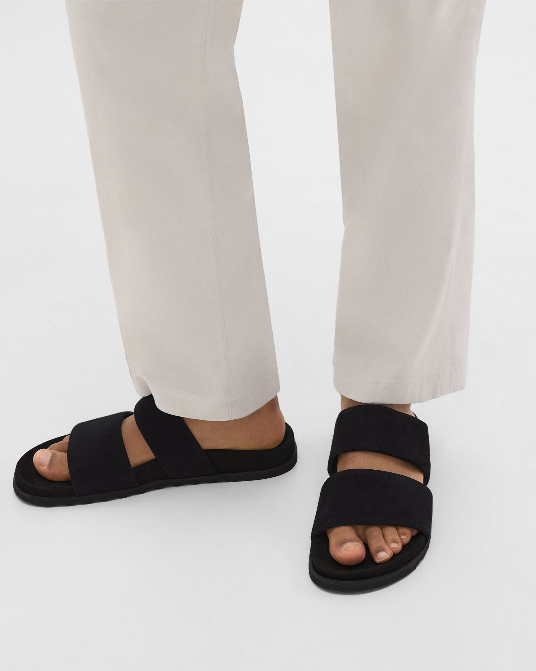 Banded Slide Sandals in Suede
