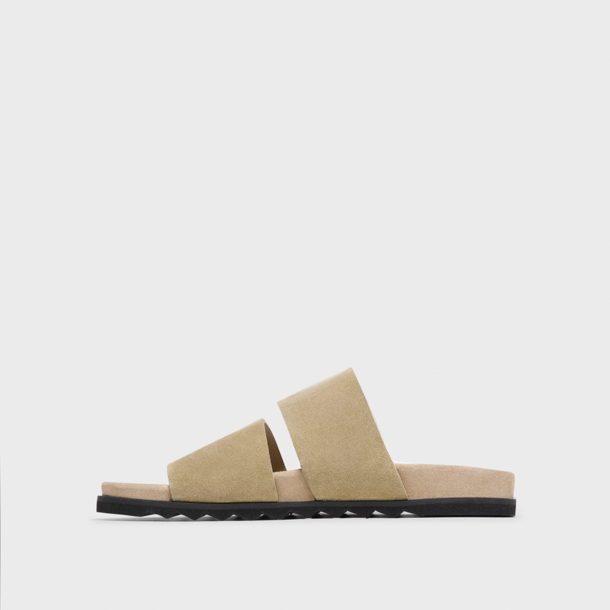 Banded Slide Sandals in Suede