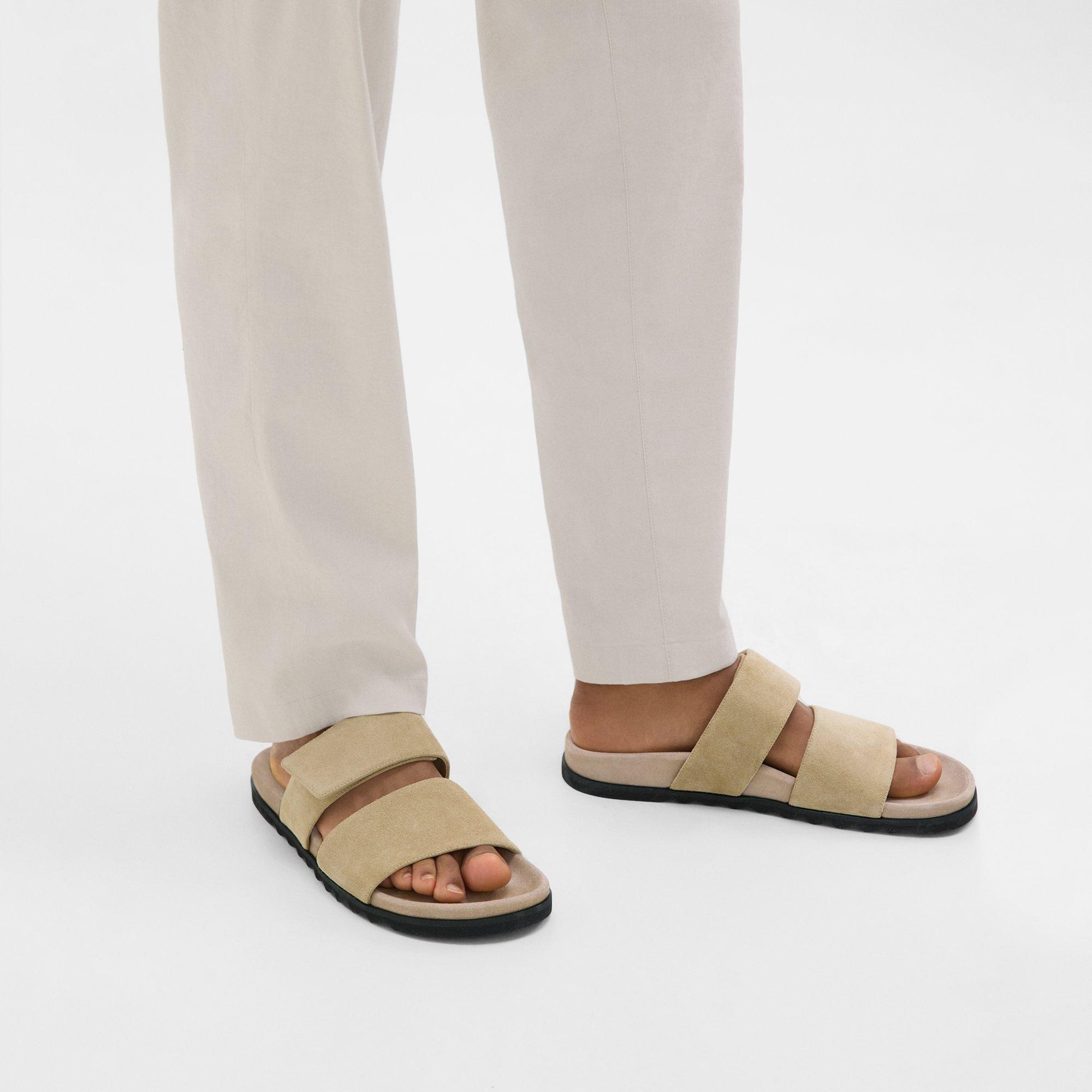 Banded Slide Sandals in Suede