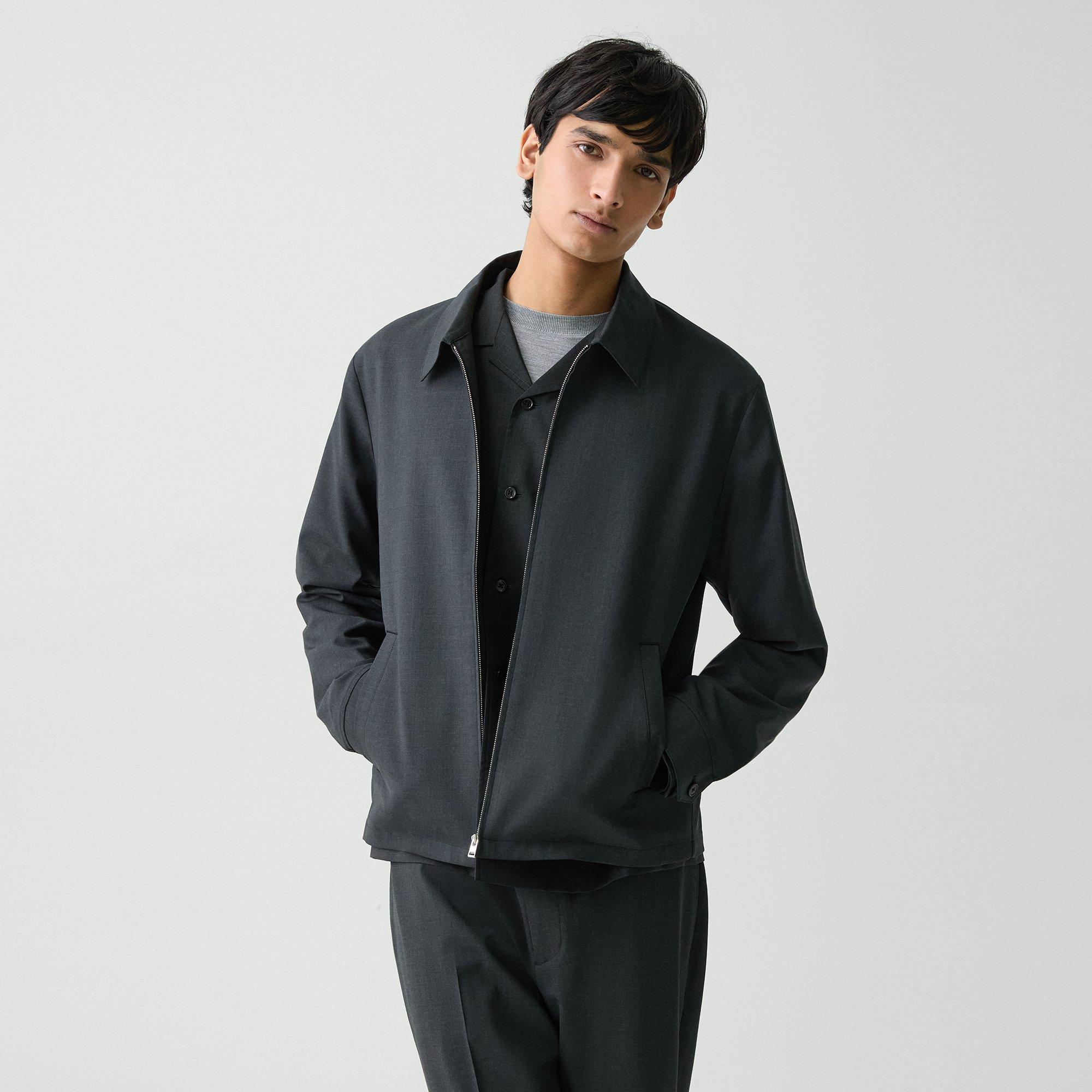 띠어리 Theory Hazelton Zip Jacket in Stretch Wool,DARK CHARCOAL