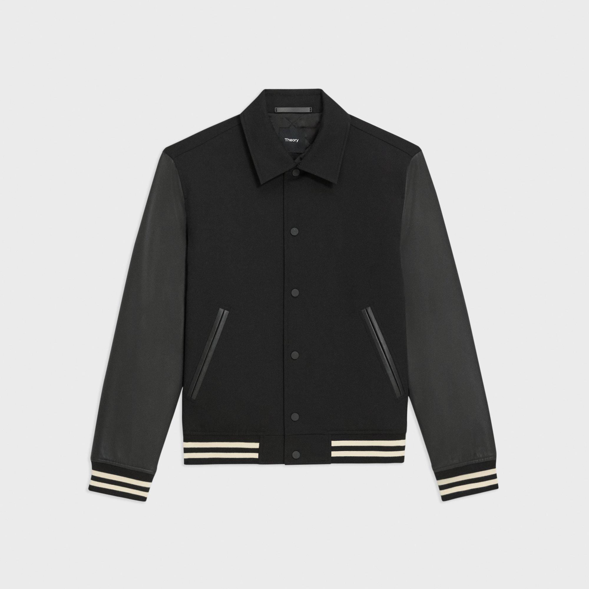 Varsity Jacket in Textured Gabardine