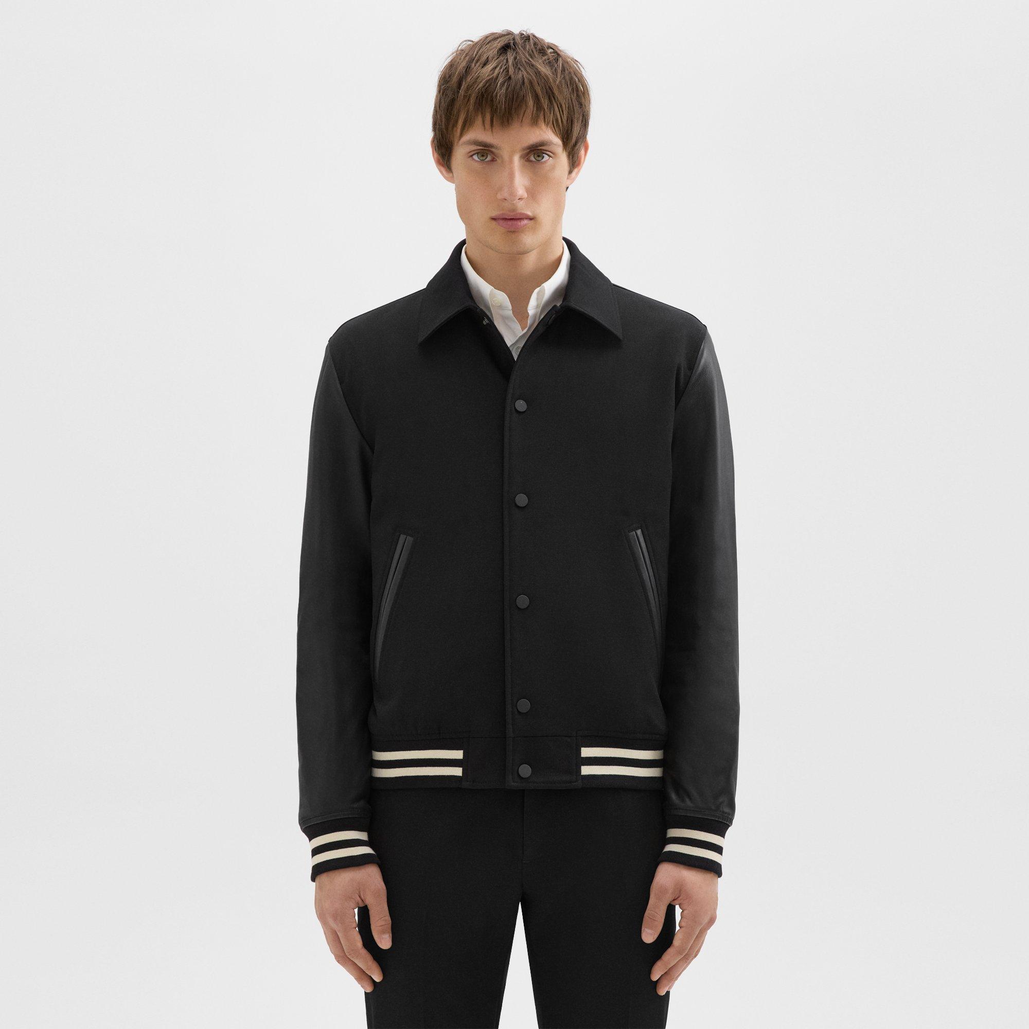 띠어리 Theory Varsity Jacket in Textured Gabardine,BLACK