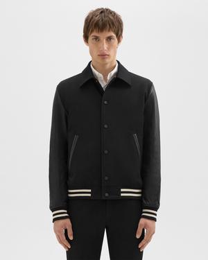 띠어리 Theory Varsity Jacket in Textured Gabardine,BLACK