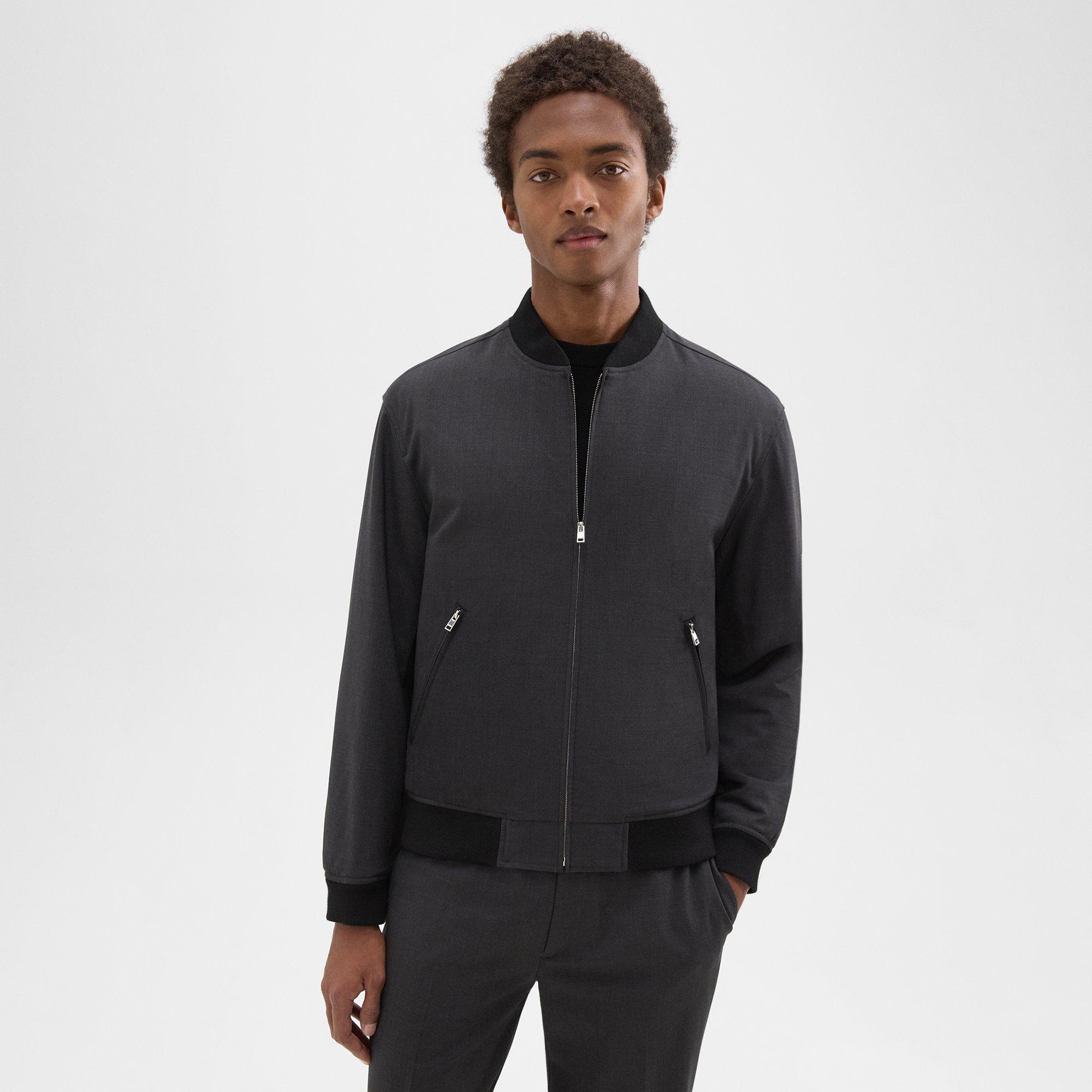 띠어리 Theory Tir Bomber Jacket in Stretch Wool,DARK CHARCOAL