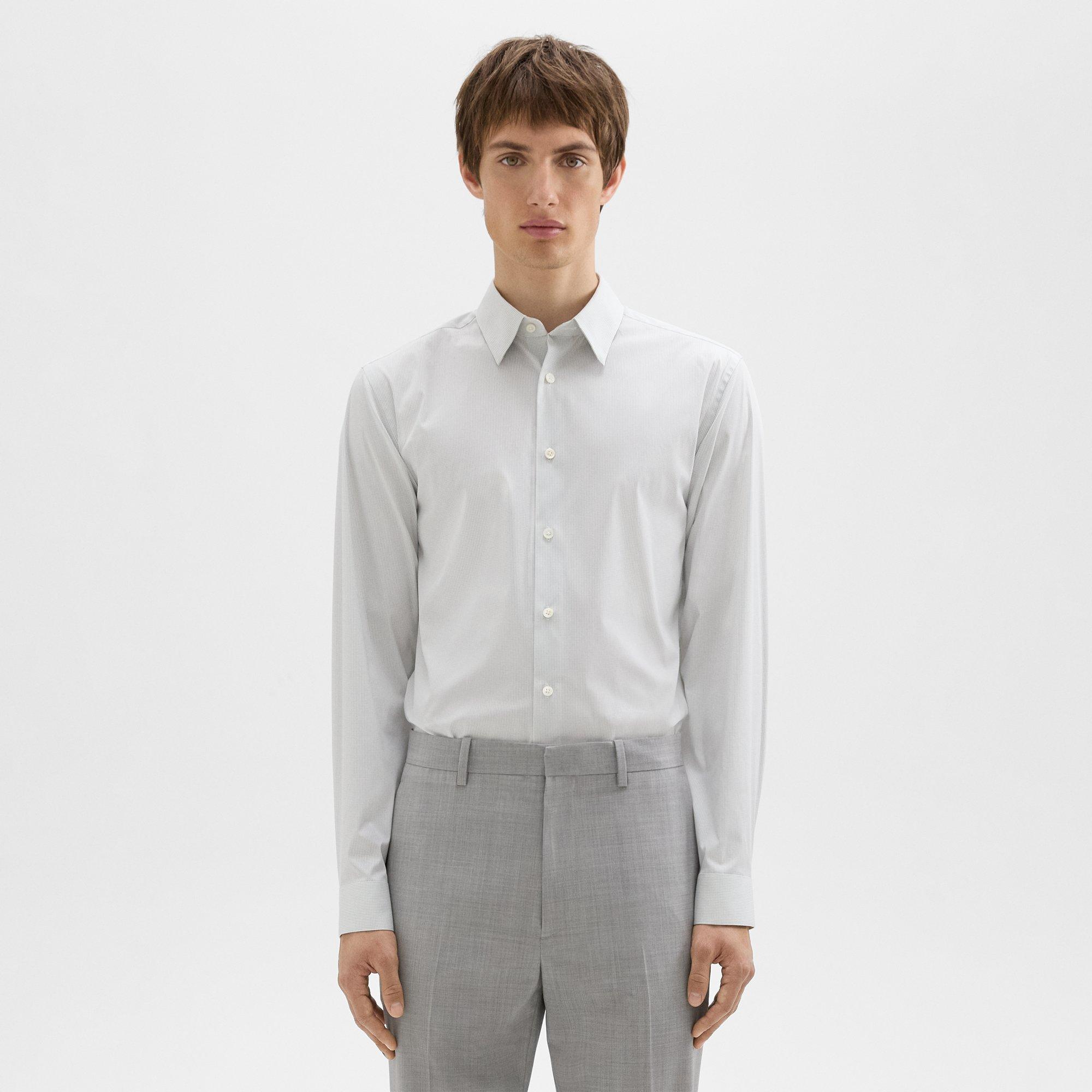 Checked Stretch Cotton Irving Shirt | Theory