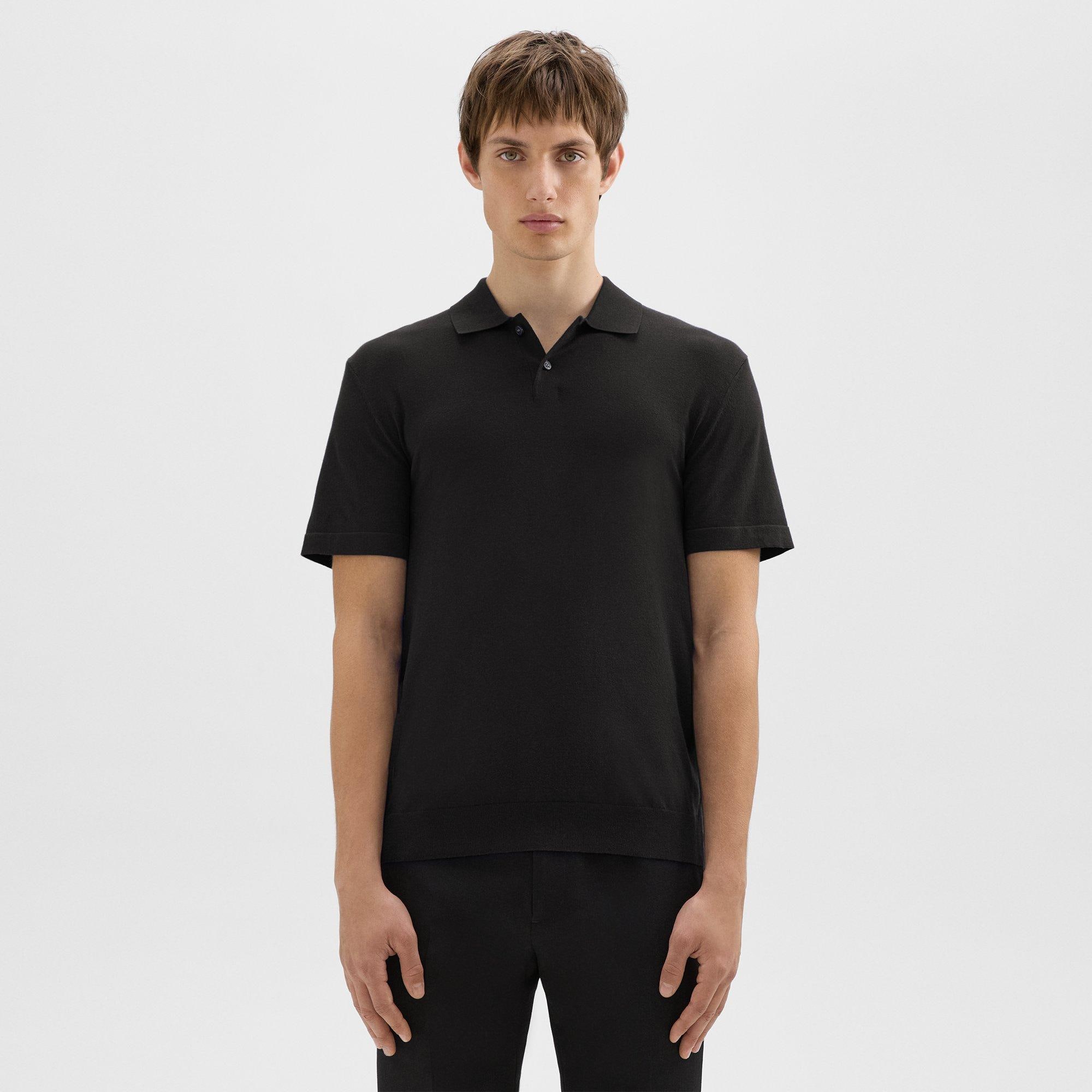 띠어리 Theory Goris Polo Shirt in Light Bilen,BLACK