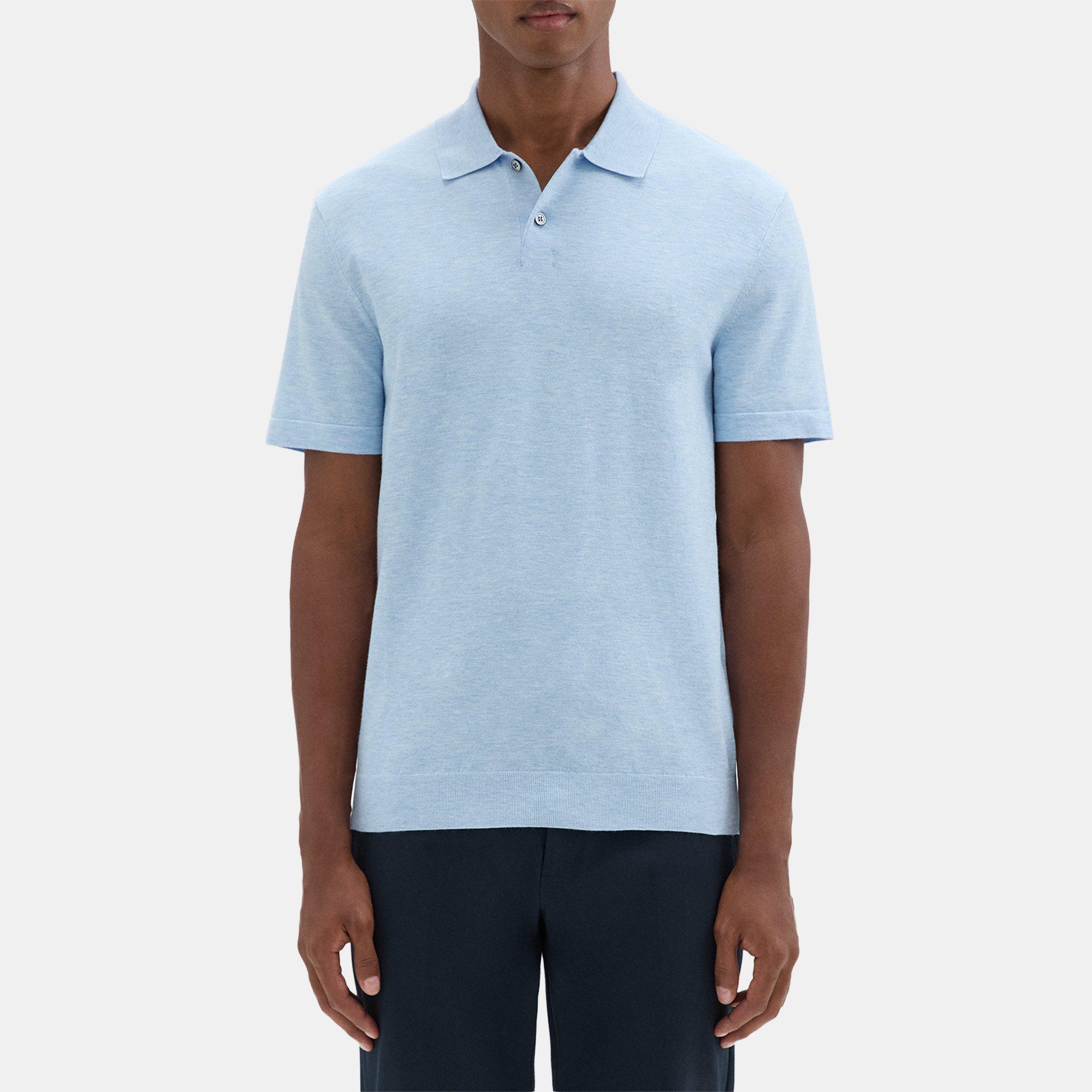 띠어리 Theory Goris Polo Shirt in Light Bilen,SKYLIGHT MELANGE