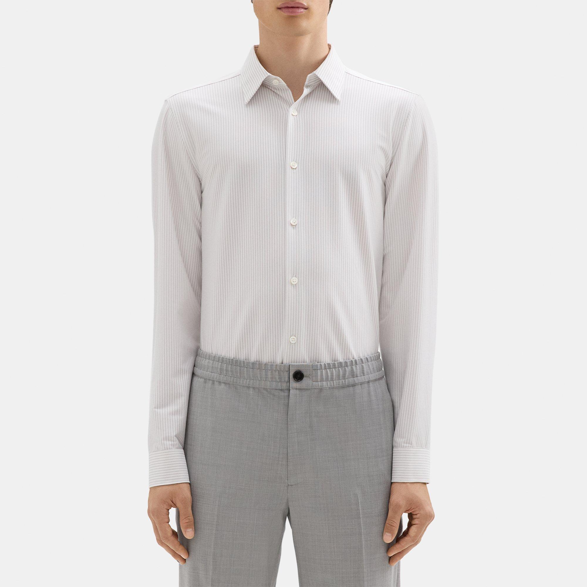 띠어리 Theory Sylvain Shirt in Striped Structure Knit,WHITE/VAPOR