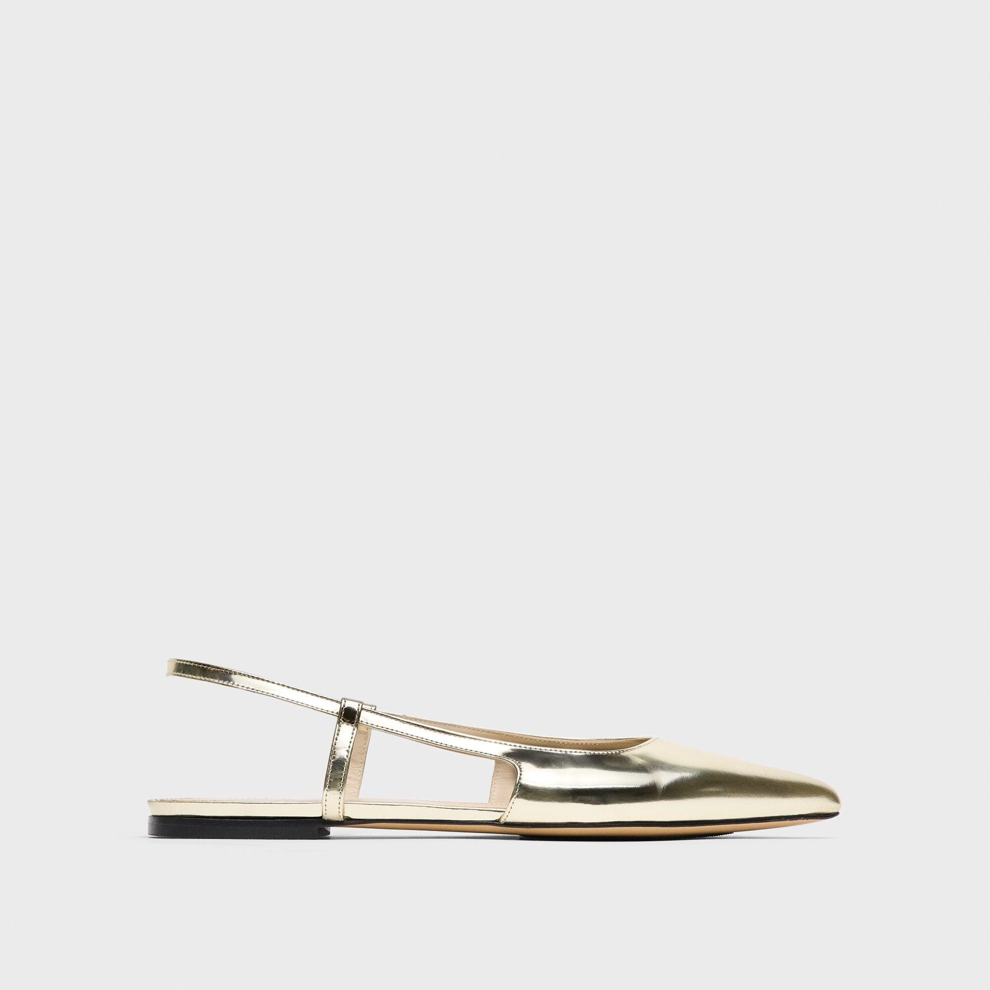 Slingback Flat in Metallic Leather