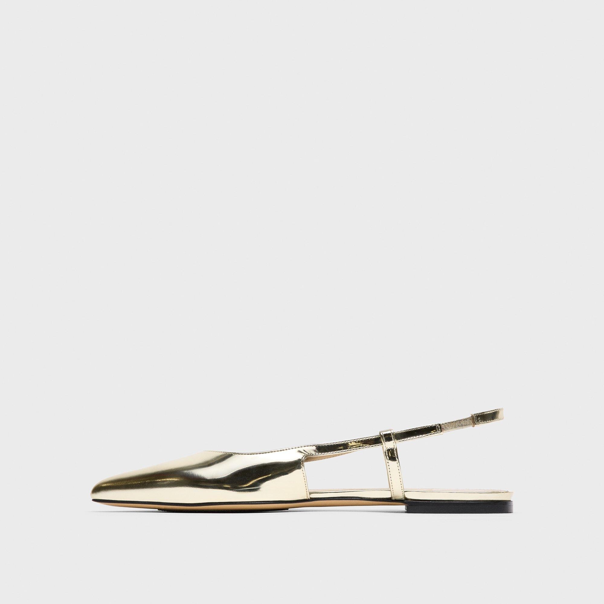 Slingback Flat in Metallic Leather