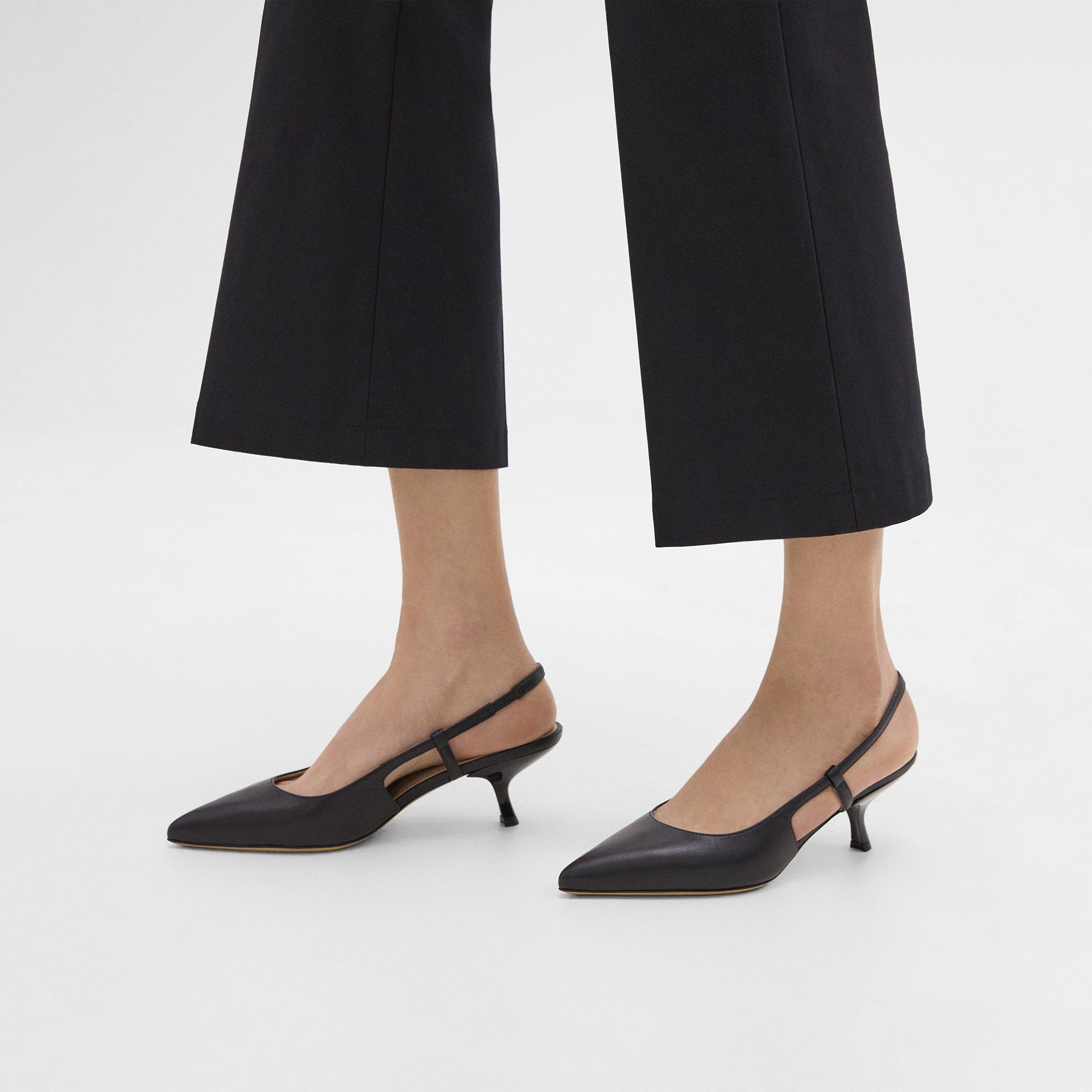 띠어리 Theory Micro Slingback Pump in Leather,BLACK