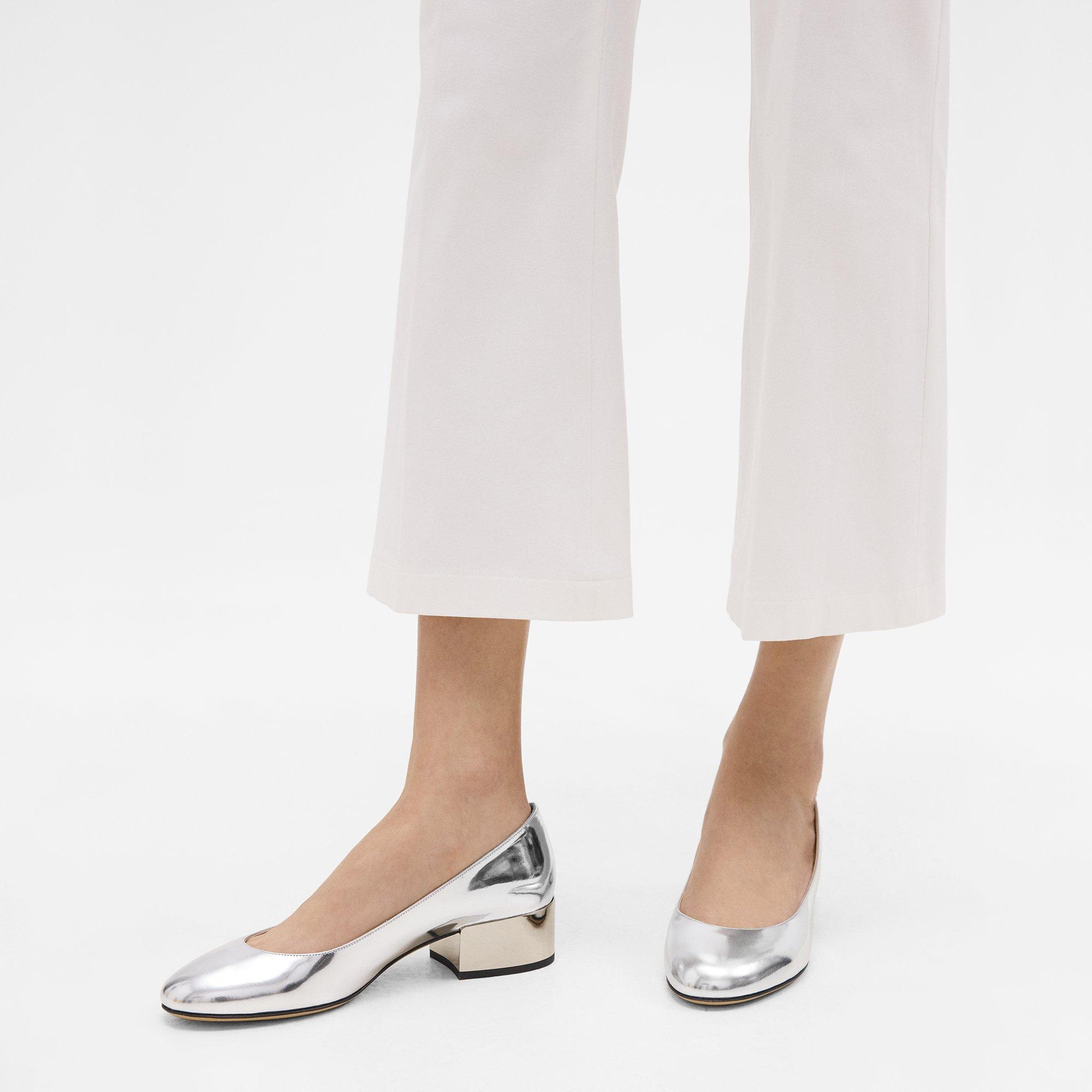 띠어리 Theory Ballet Pump in Metallic Leather,SILVER