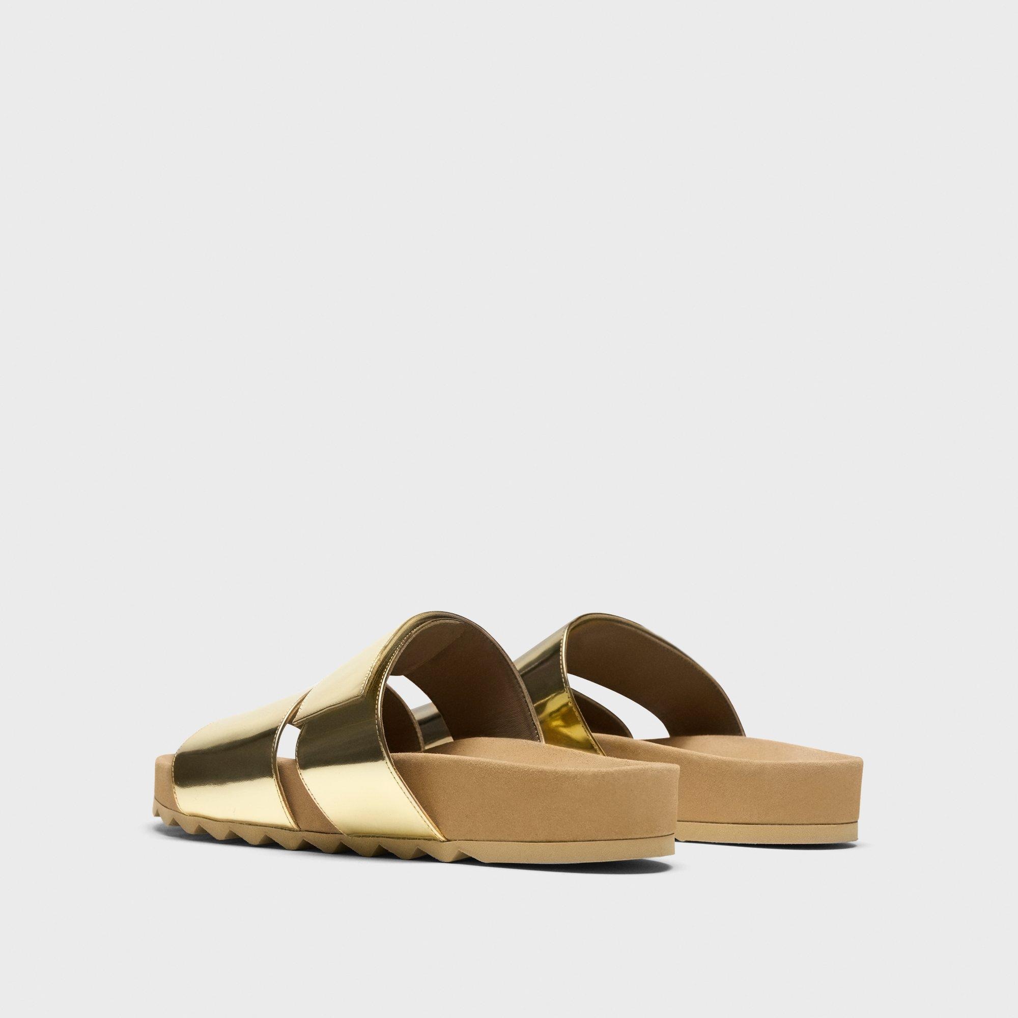 Slide Sandals in Metallic Leather