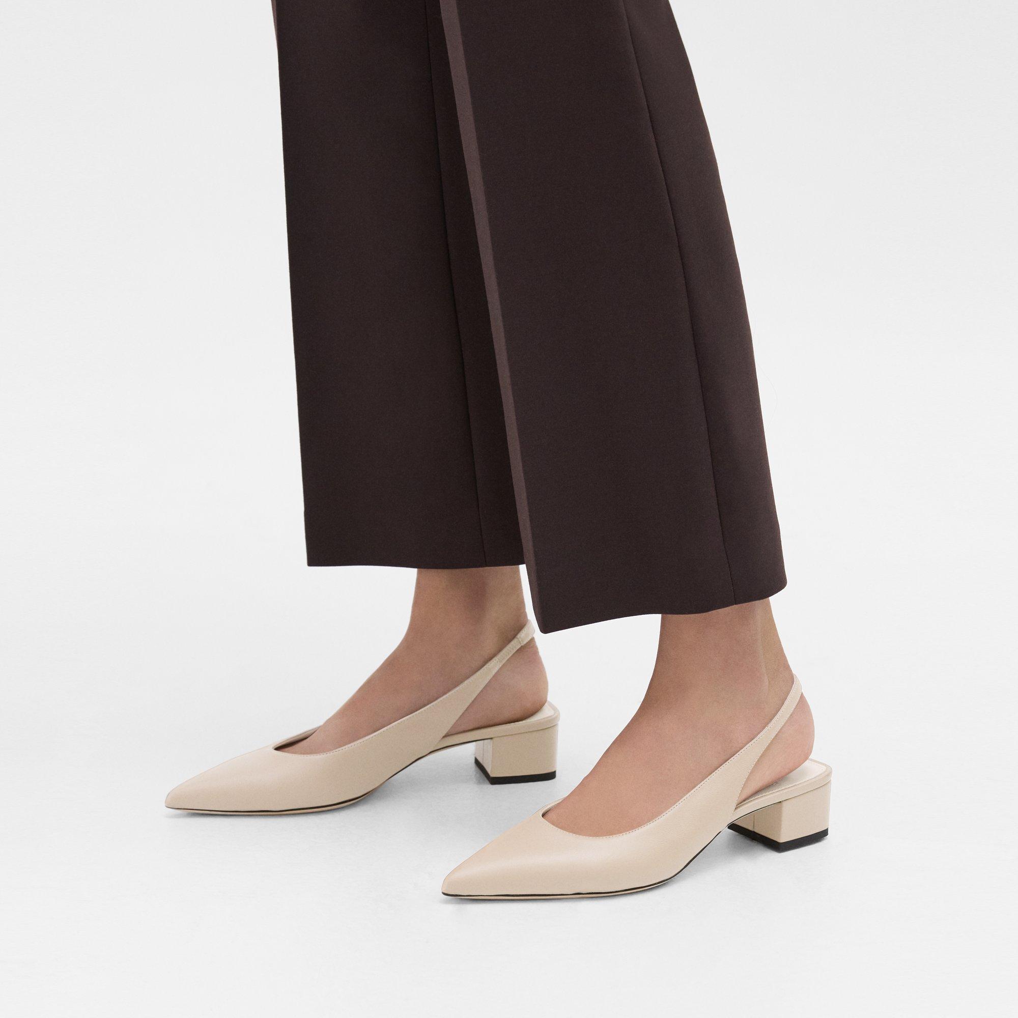 띠어리 Theory Slingback Pump in Leather,LIGHT NUDE