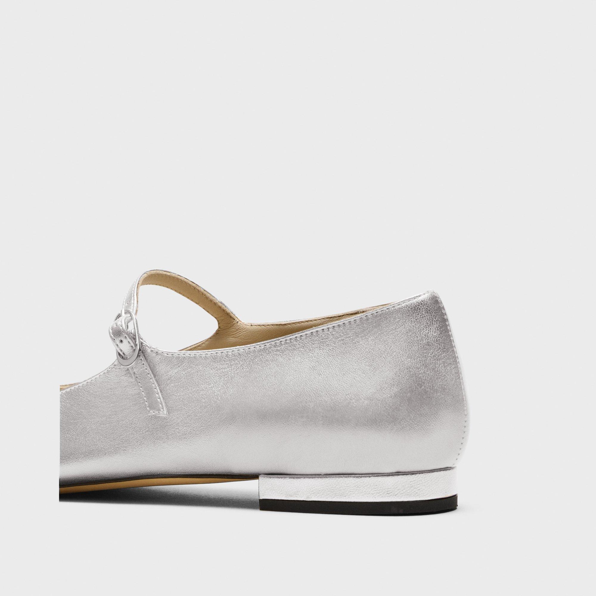 Mary Jane Ballerina Flat in Metallic Leather