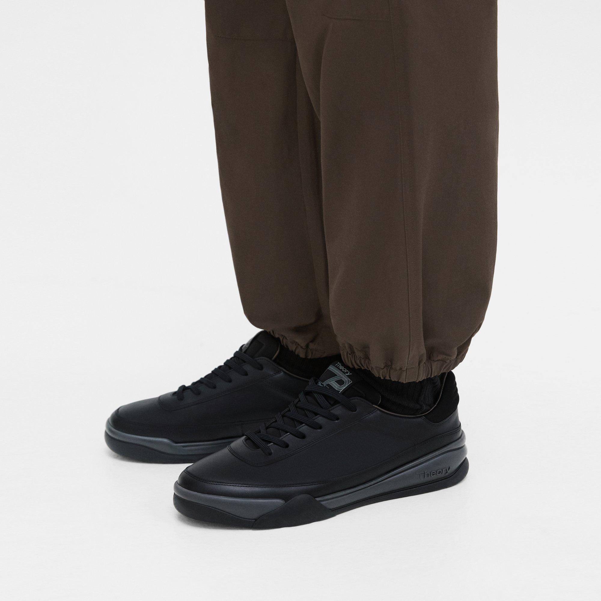 띠어리 Theory Leather Sneaker,BLACK