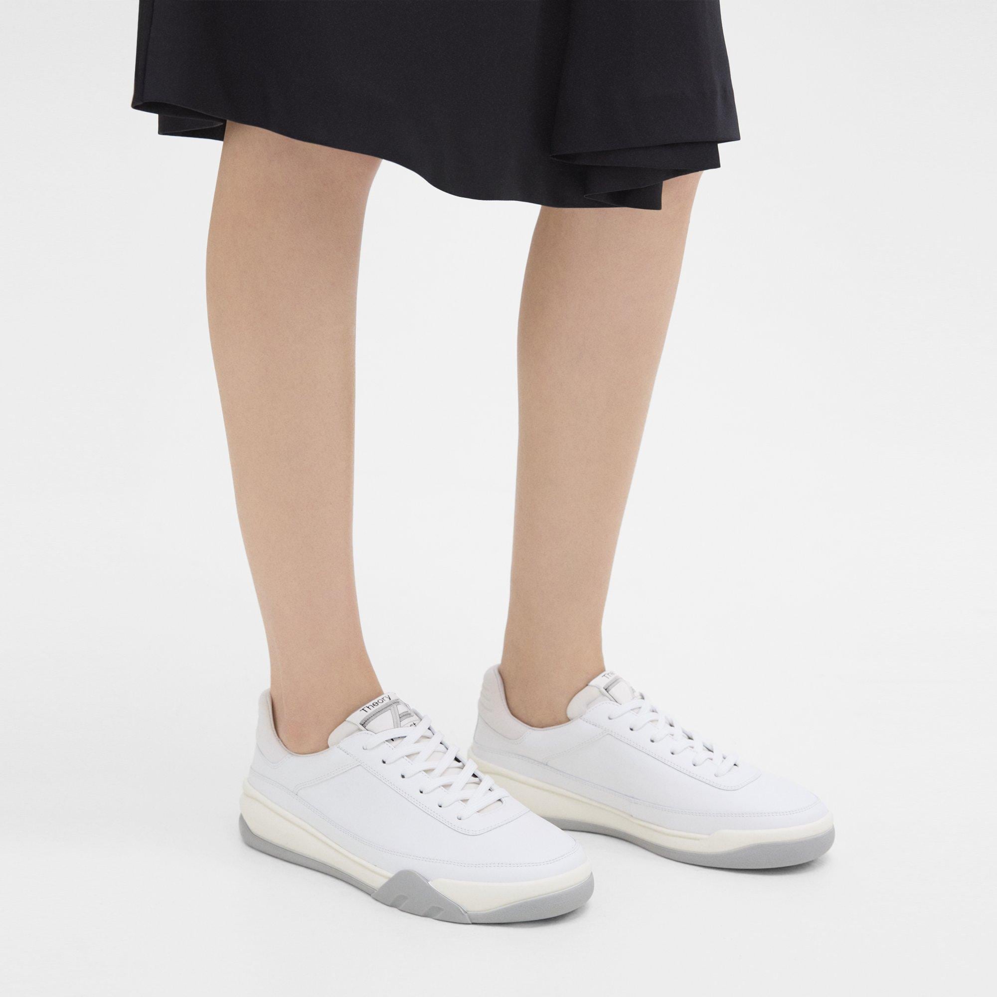 띠어리 Theory Leather Sneaker,WHITE