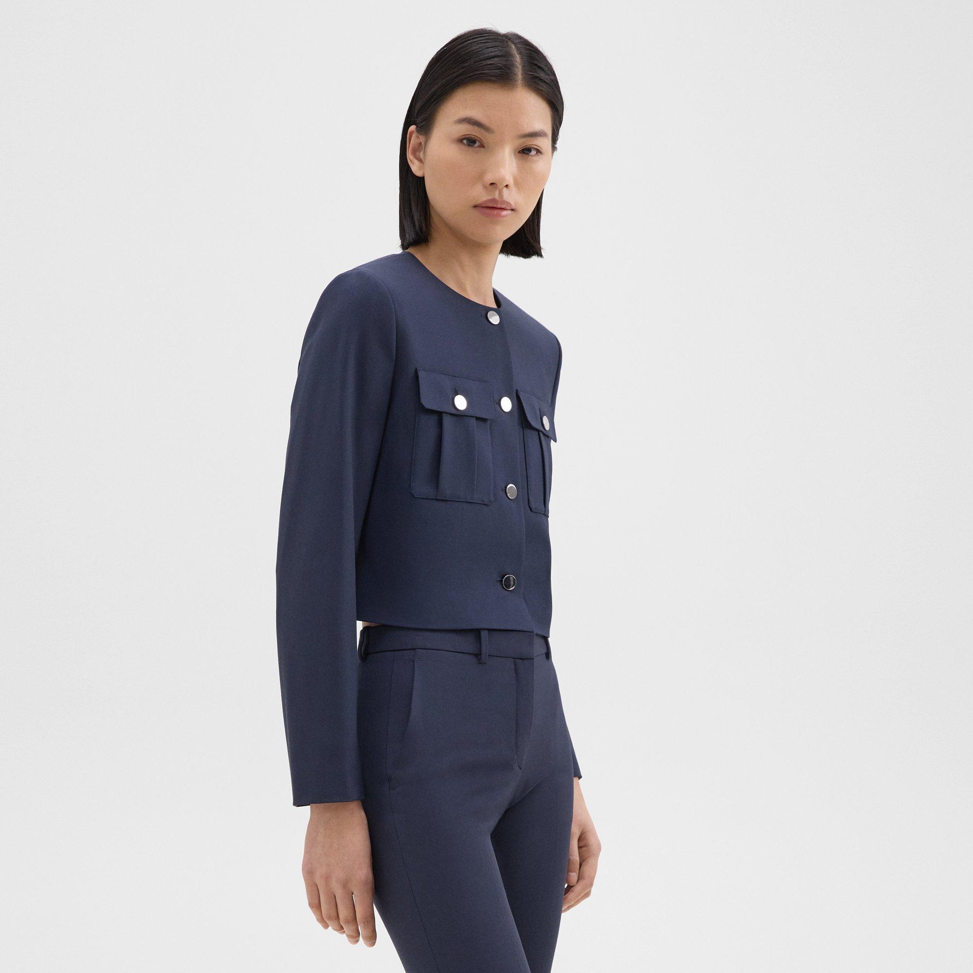 Cropped Military Jacket in Good Wool