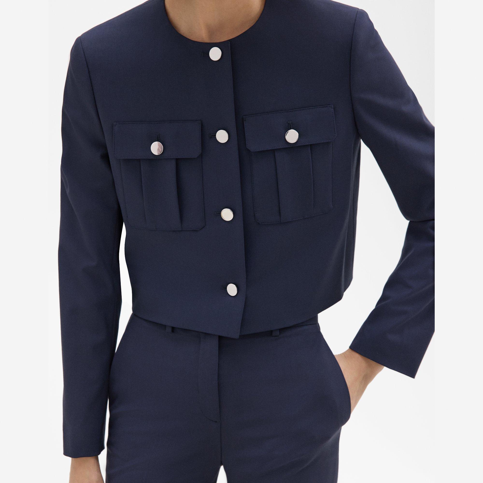 Cropped Military Jacket in Good Wool