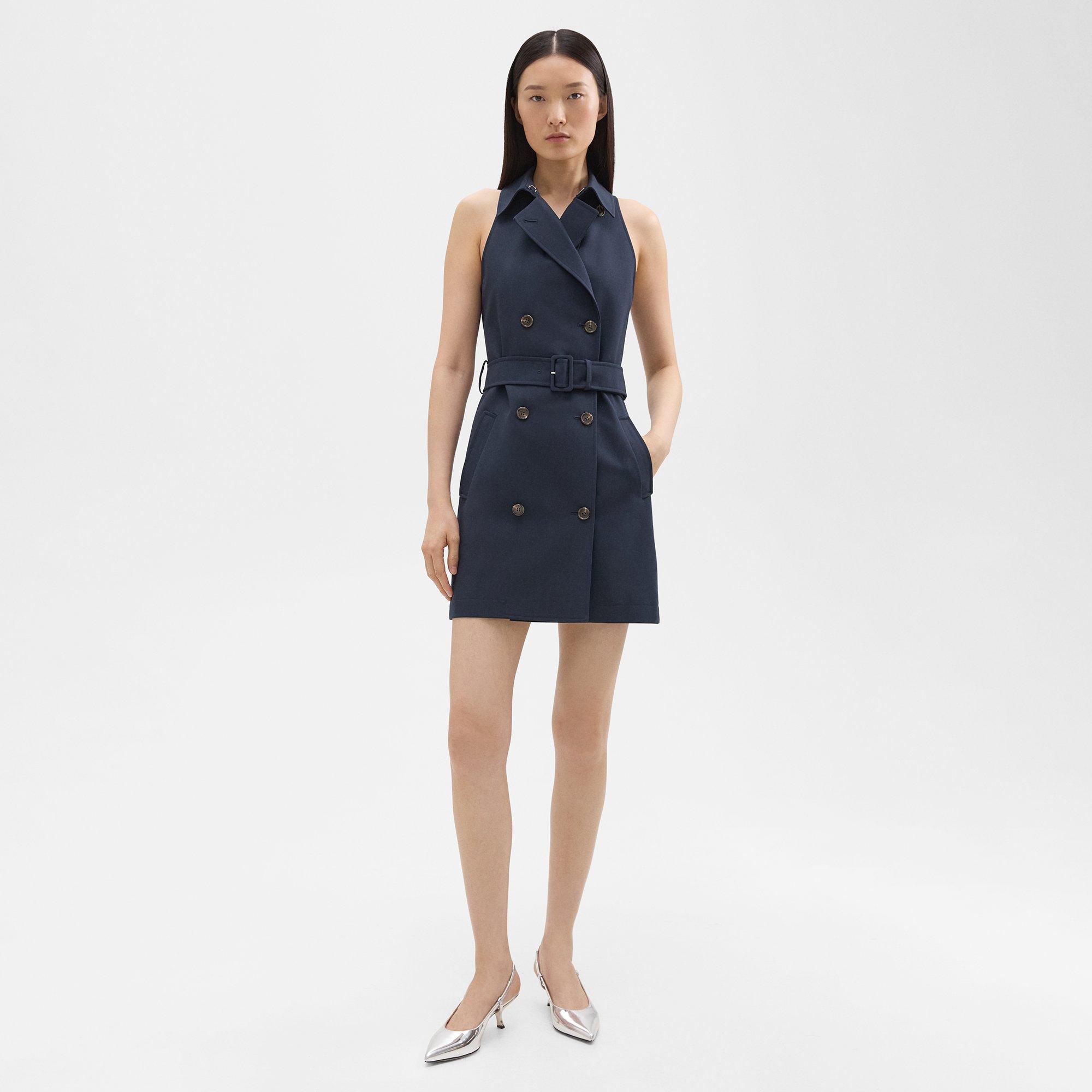 띠어리 Theory Halter Trench Dress in Good Wool,NOCTURNE NAVY