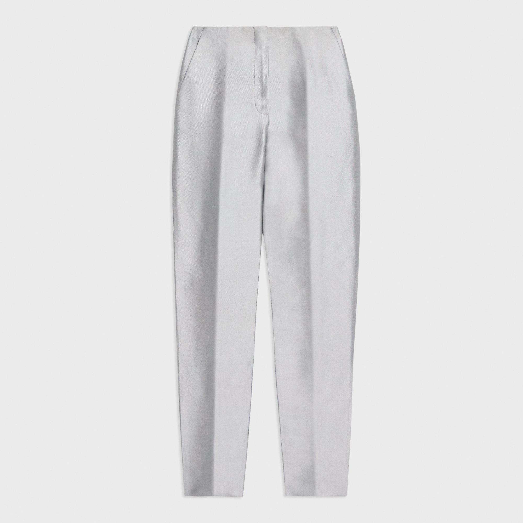 Metallic Silk Twill Tapered Slim Pant | Theory