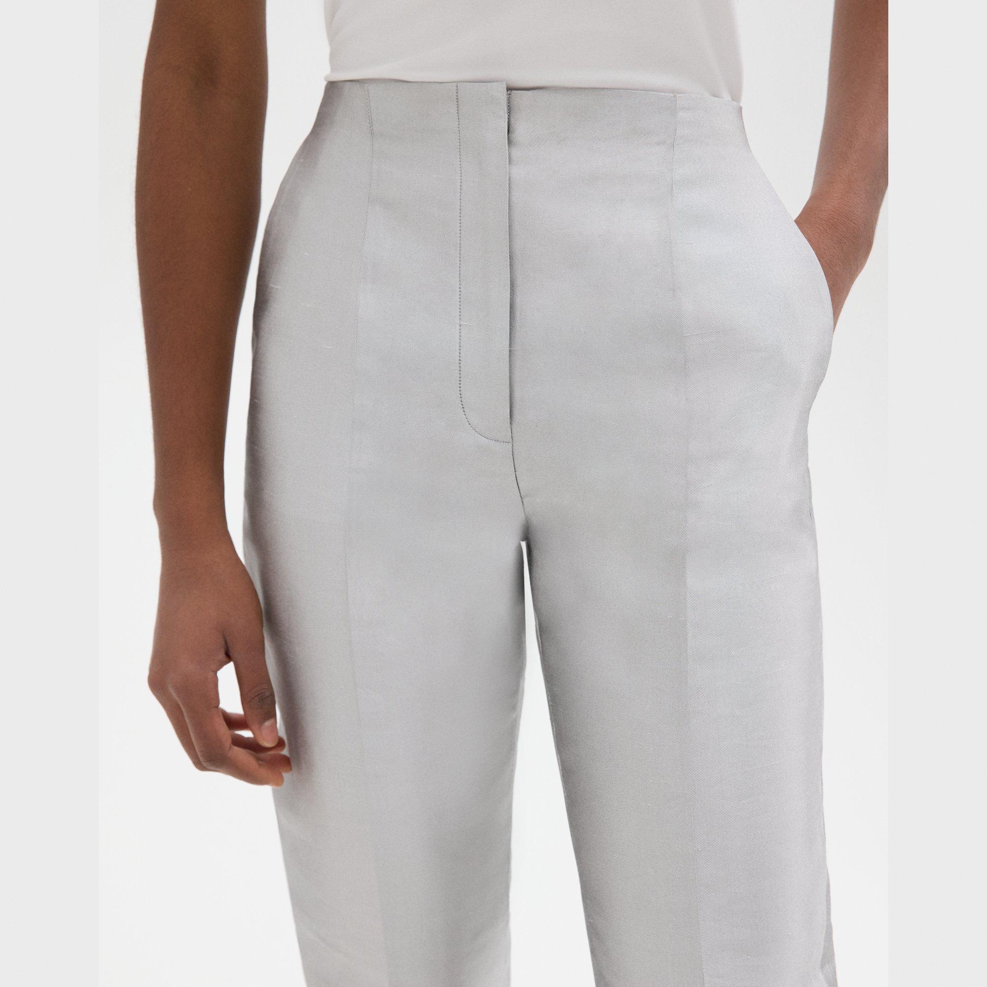 Tapered Slim Pant in Metallic Silk Twill