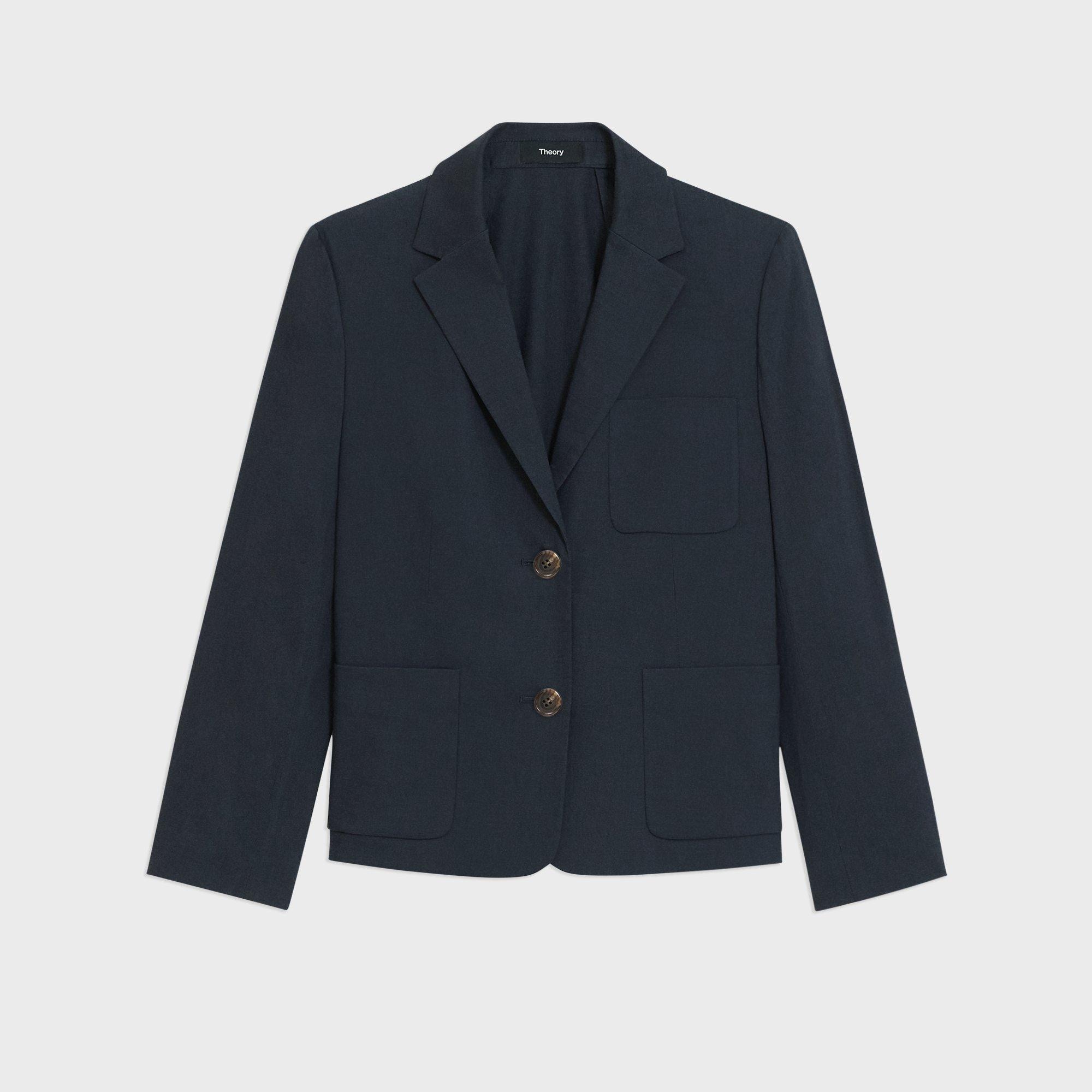 Kastenförmiger Blazer mit aufgesetzten Taschen aus Good Linen