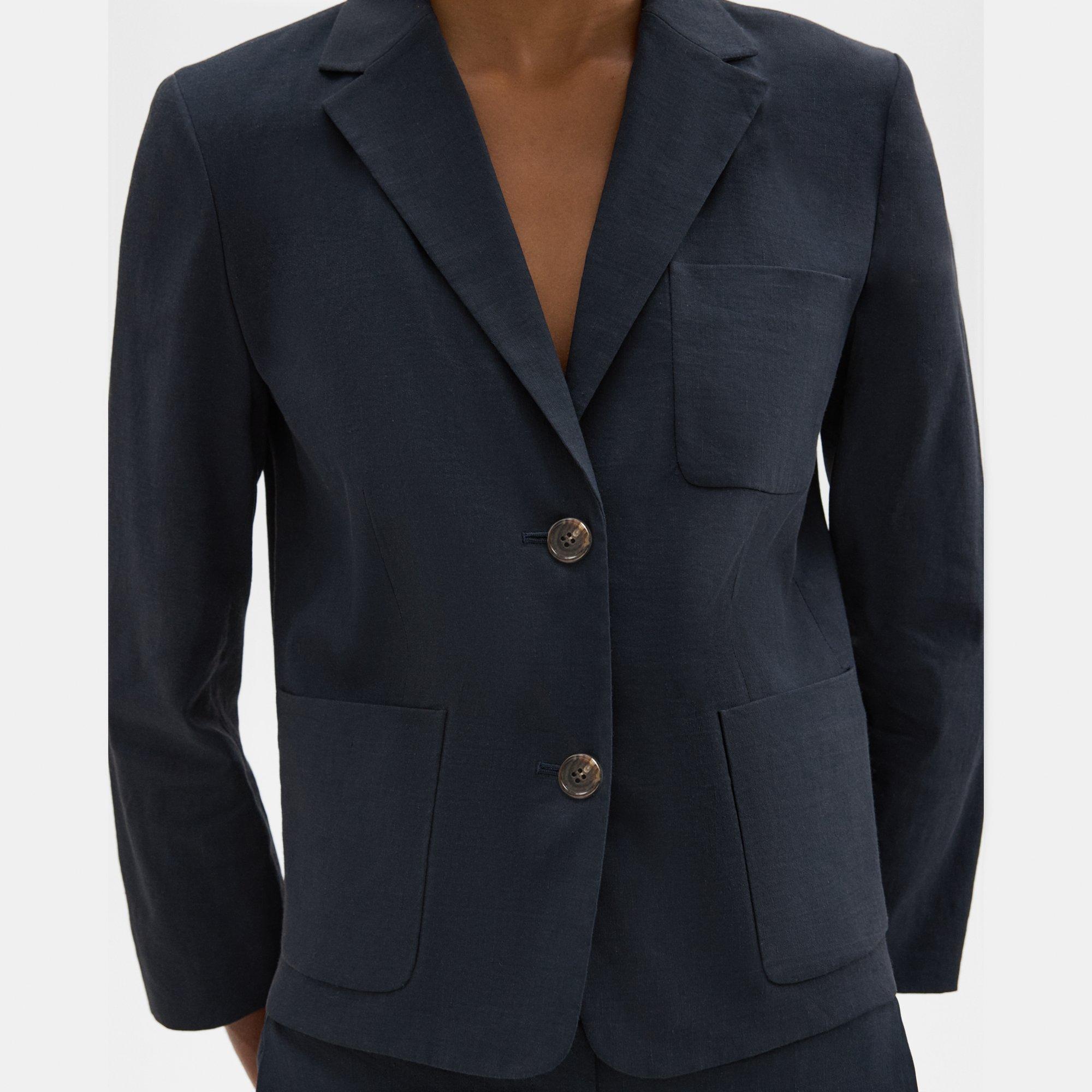 Kastenförmiger Blazer mit aufgesetzten Taschen aus Good Linen